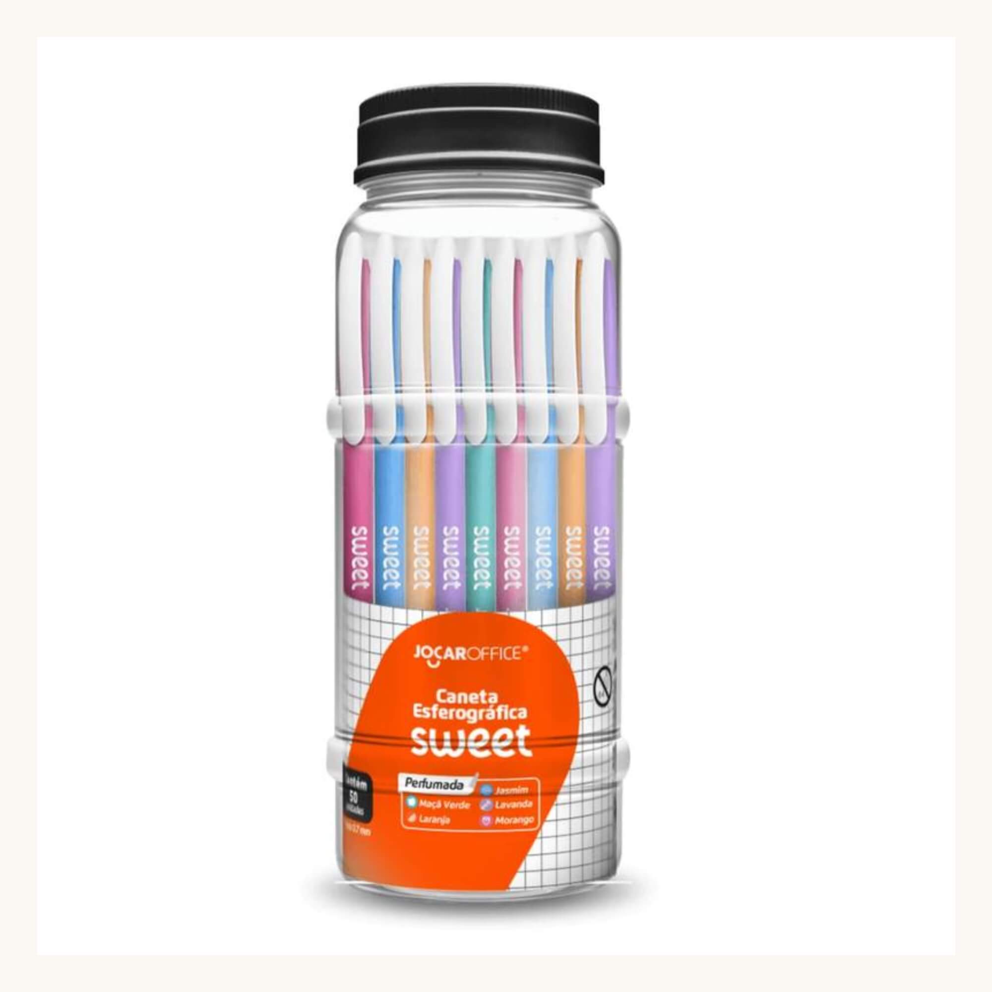 Caneta Esferográfica Perfumada Sweet Ponta 0.7 - Pote c/ 50 unidades Jocar Office Leonora - 10298