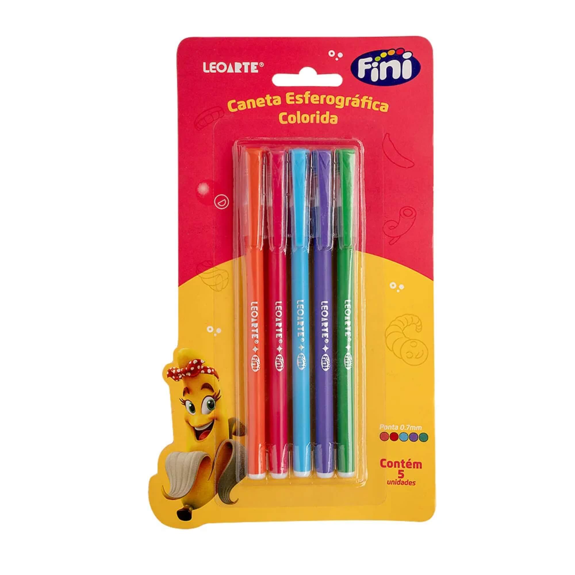 Caneta Esferográfica 0.7 Fini Blister com 5 unidades Leoarte Leonora - 10359