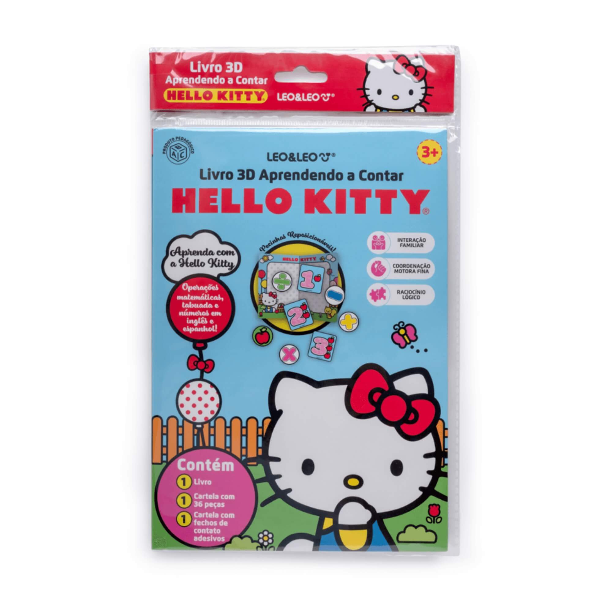 Livro 3D Aprendendo a Contar com a Hello Kitty c/ Cartela Destacável Leo&Leo Leonora - 10393