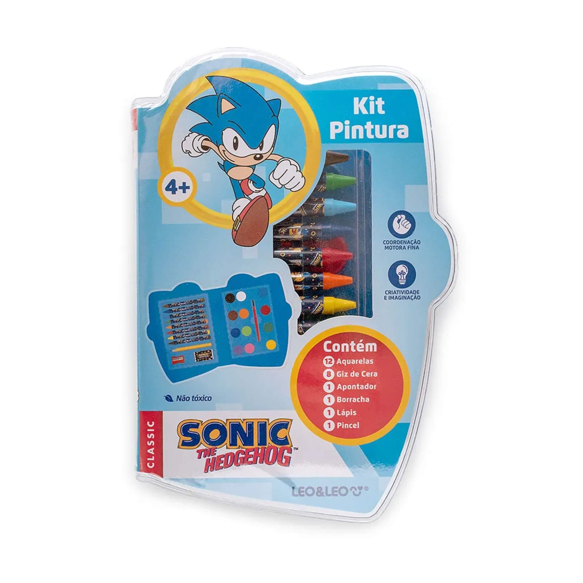 Kit Pintura Cores Personagens Sonic - Estojo c/ 24 Peças Leo&Leo Leonora - 10458