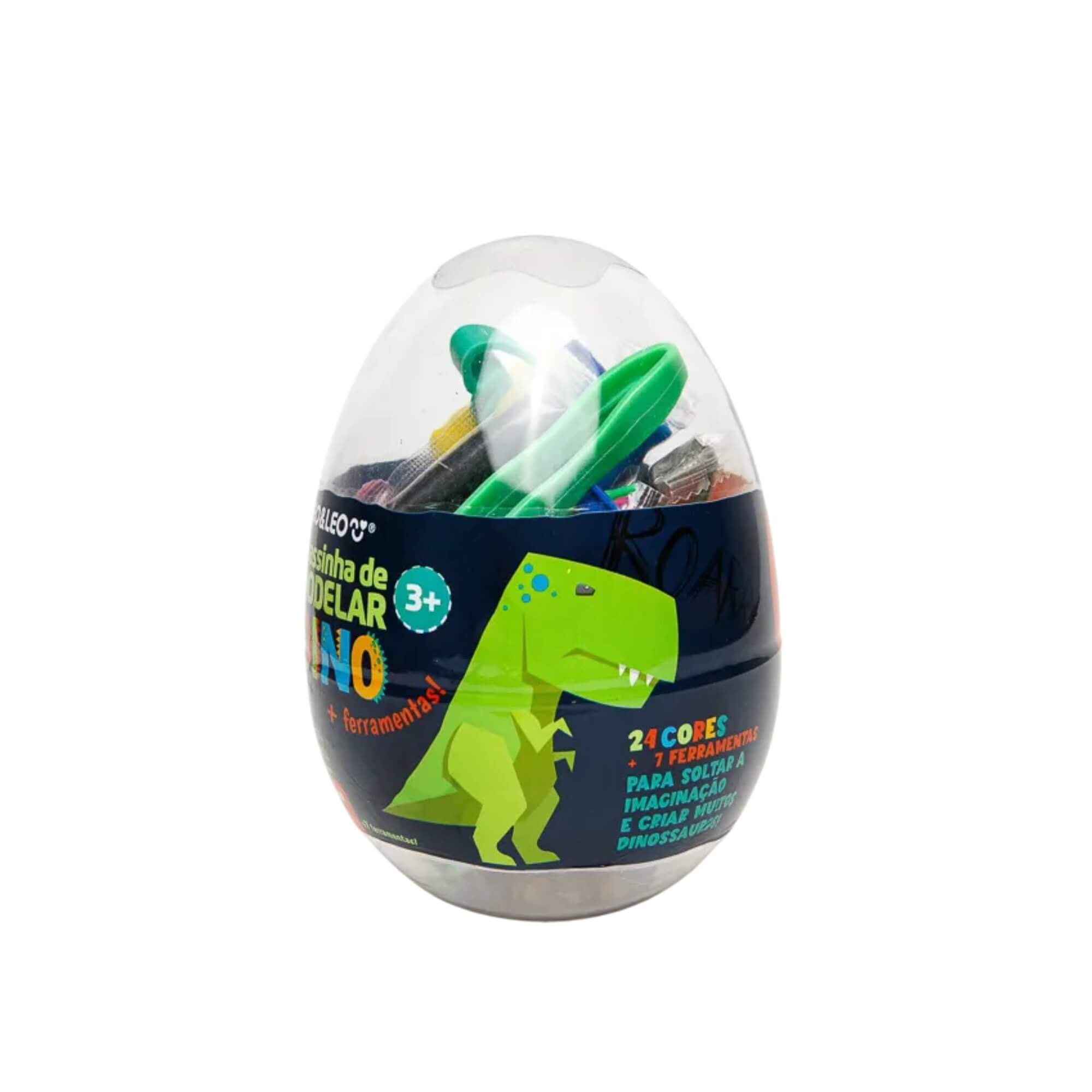 Kit Massa de Modelar Ovo Dino - 24 Cores + 7 Moldes Leo&Leo Leonora - 73537
