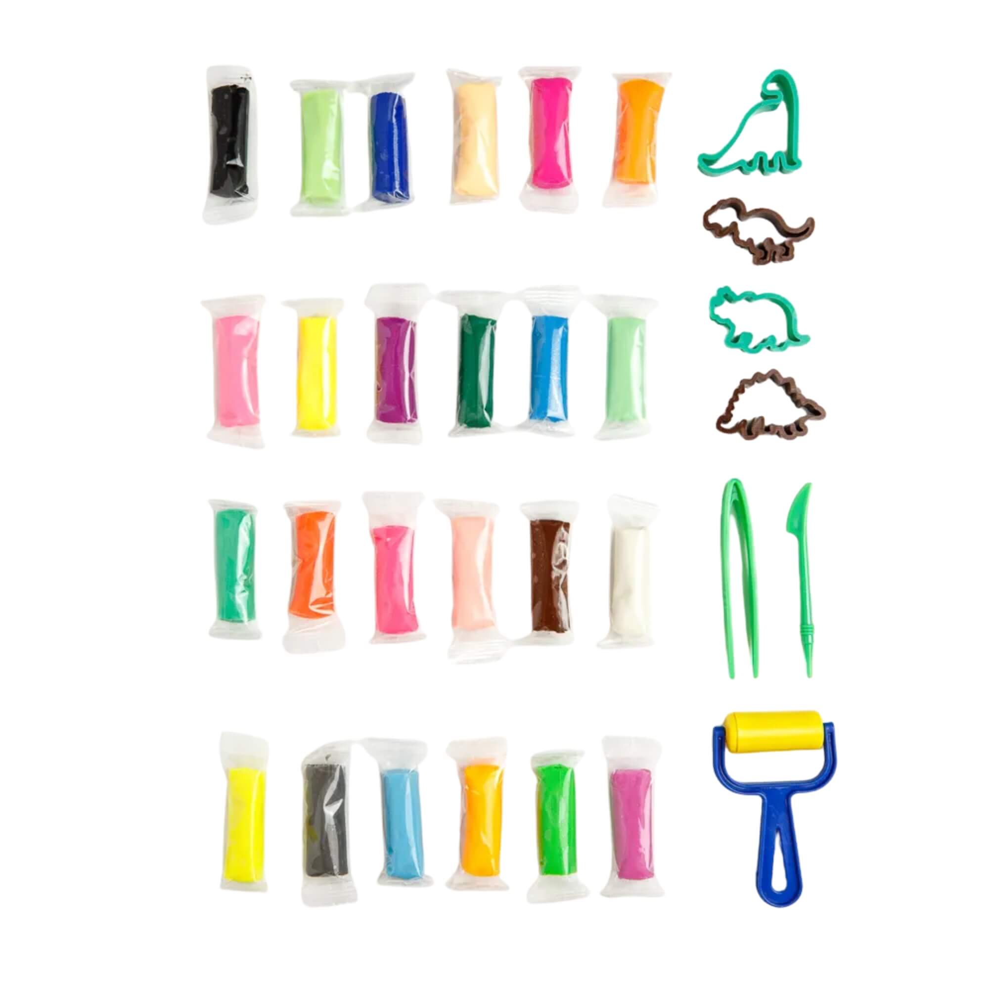 Kit Massa de Modelar Ovo Dino - 24 Cores + 7 Moldes Leo&Leo Leonora - 73537