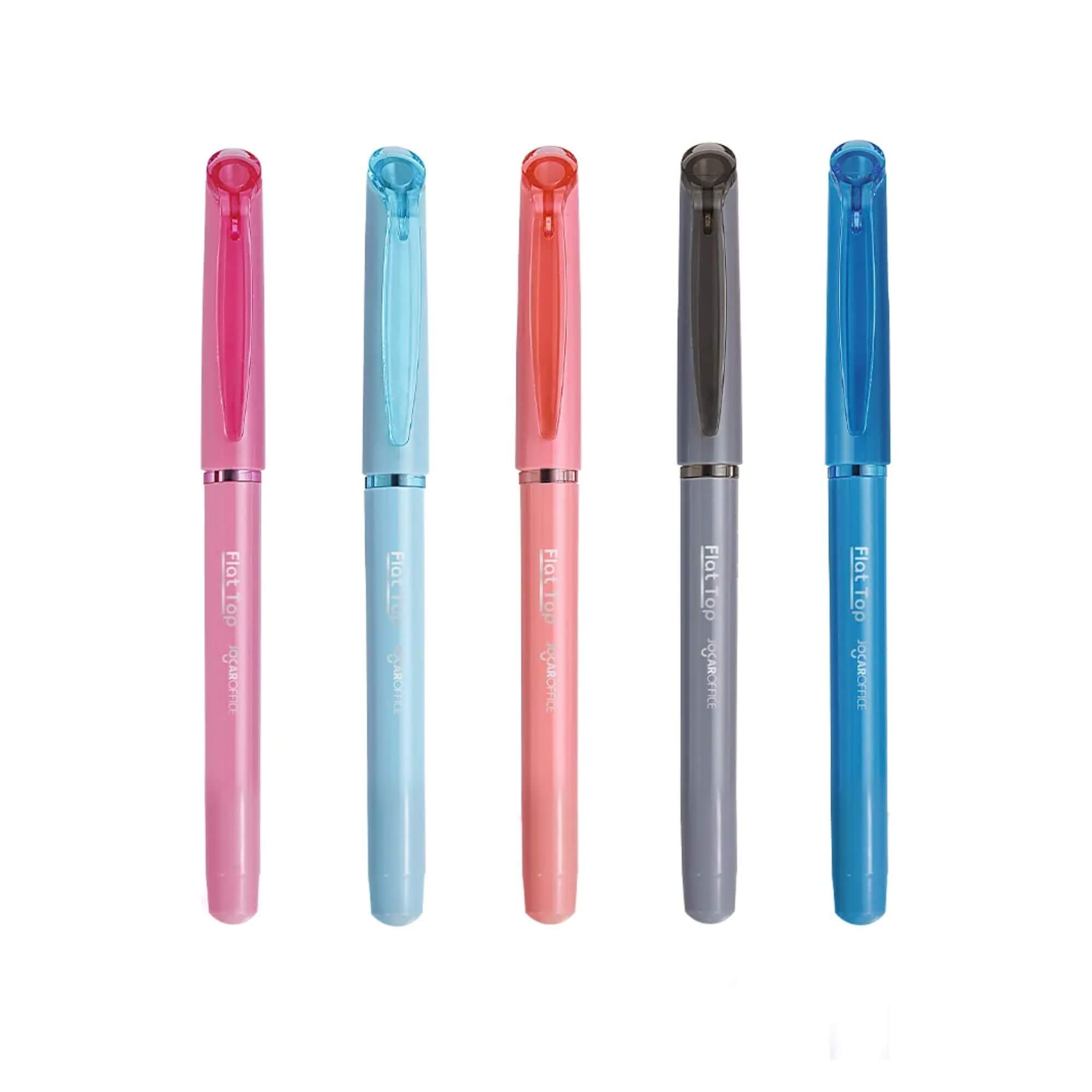 Caneta Esferográfica Flat Top 0.7 Azul - Display c/ 50 Unidades Sortidas Leonora - 97914