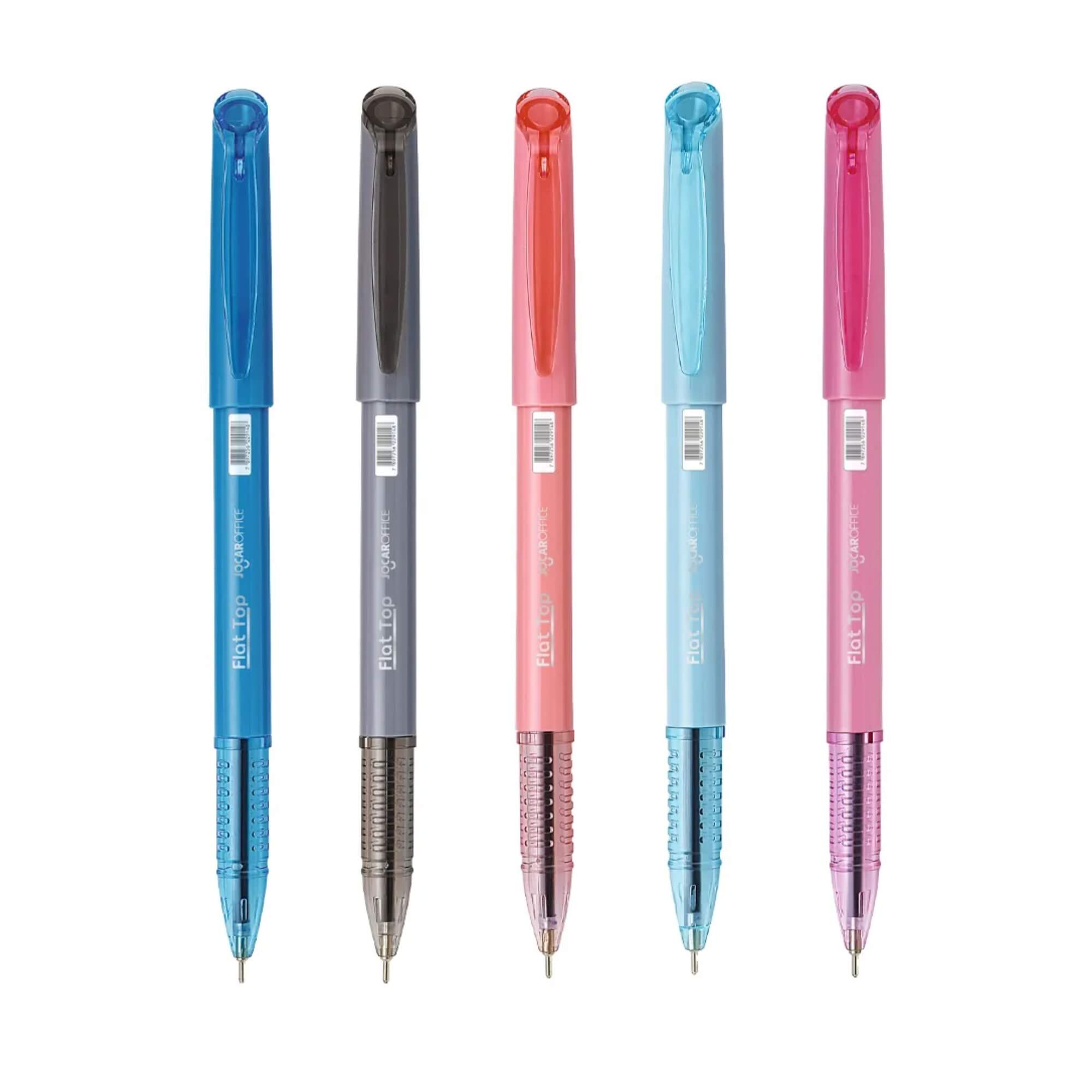 Caneta Esferográfica Flat Top 0.7 Azul - Display c/ 50 Unidades Sortidas Leonora - 97914