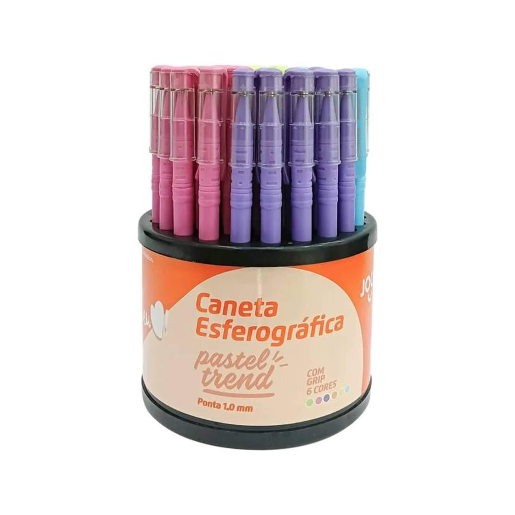 Caneta Esferográfica Tons Pastel Trend 1.0 - Dispenser c/ 50 Unidades Sortidas Leonora - 97918