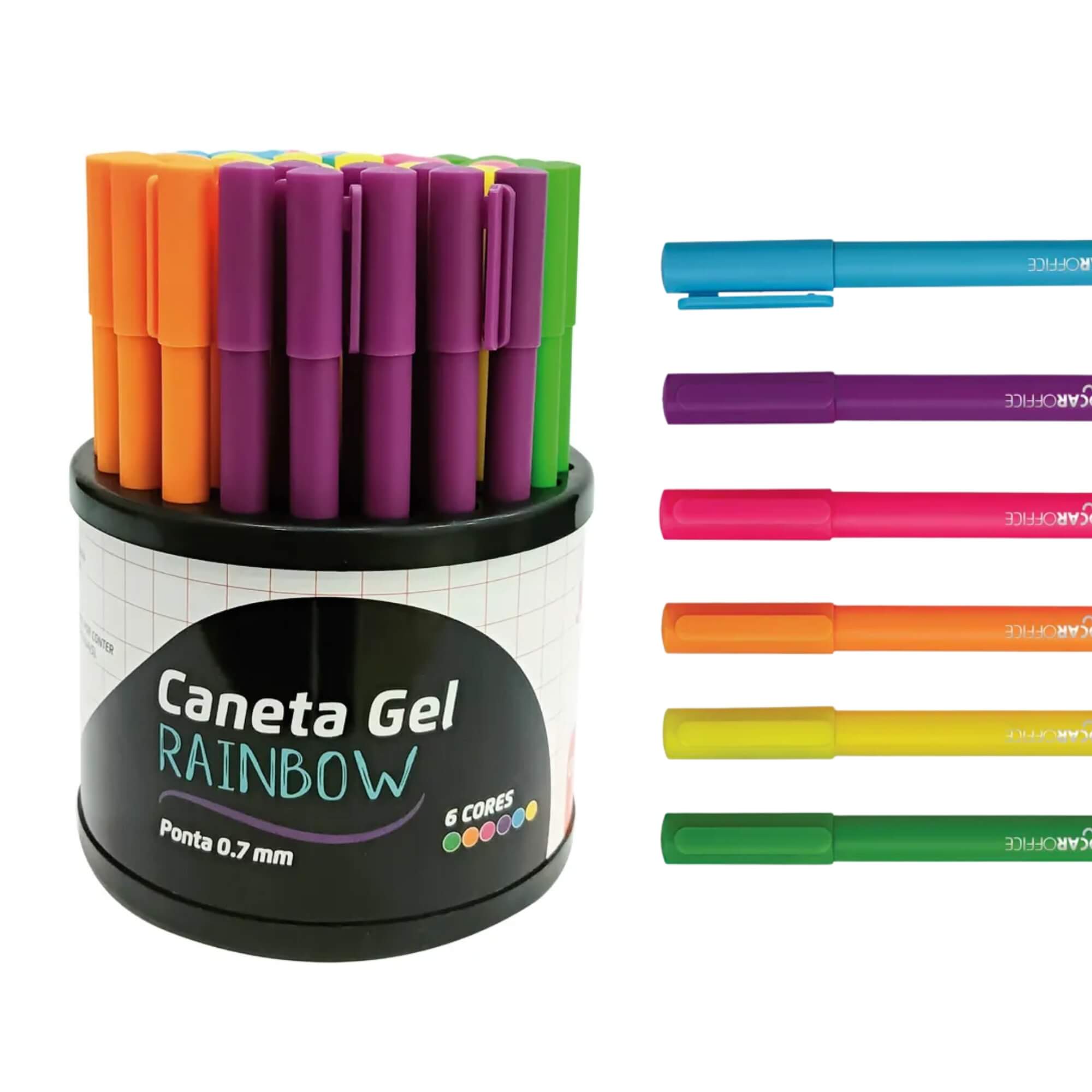 Caneta Gel Rainbow 0.7 Colorida - Display com 50 Unidades Jocar Office Leonora - 97935
