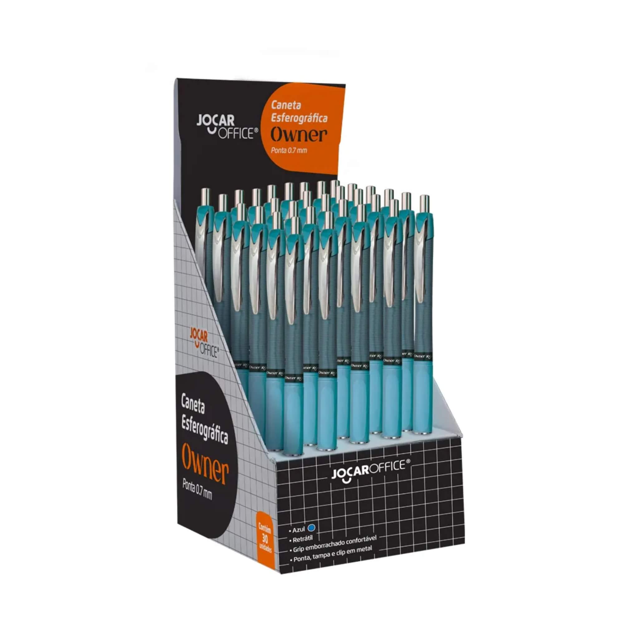 Caneta Esferográfica Owner 0.7 Azul - Display c/ 30 unidades Jocar Office Leonora - 97943