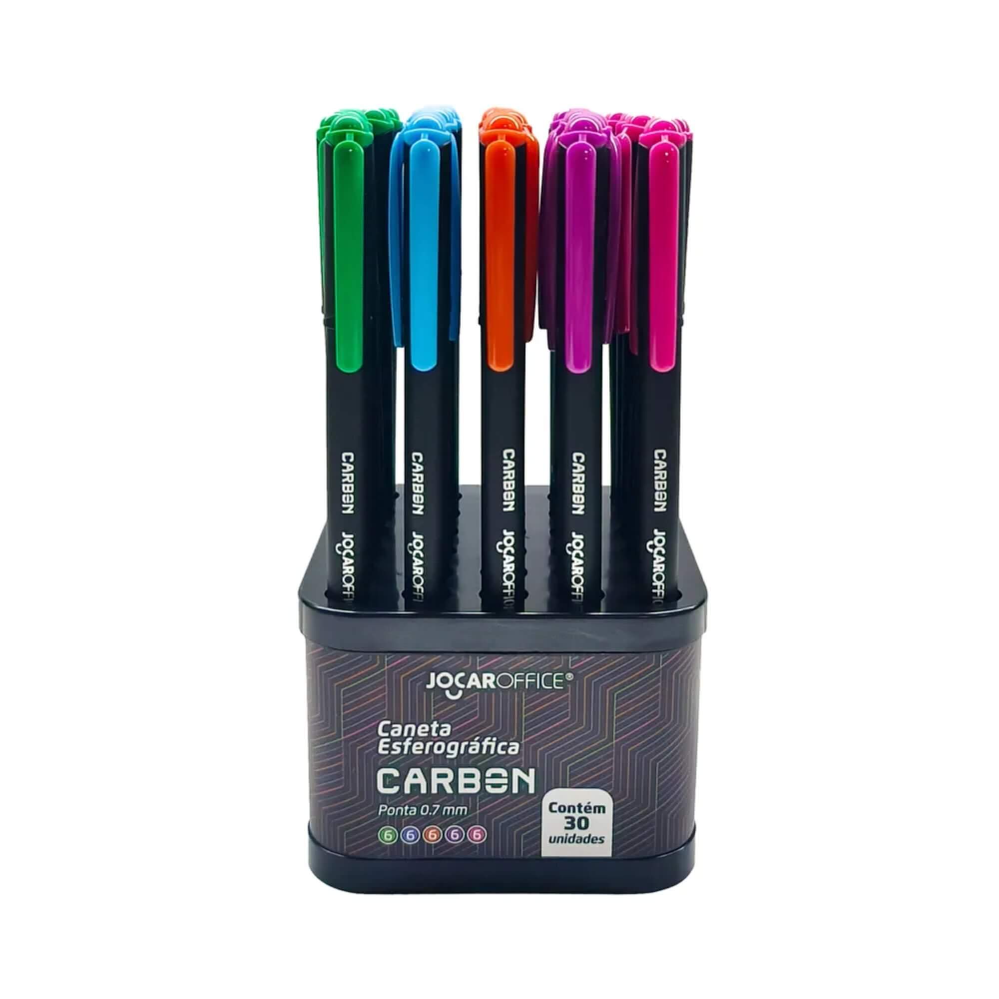 Caneta Esferográfica Carbon 0.7 Colorida - Display c/ 30 Unidades Sortidas Leonora - 97954