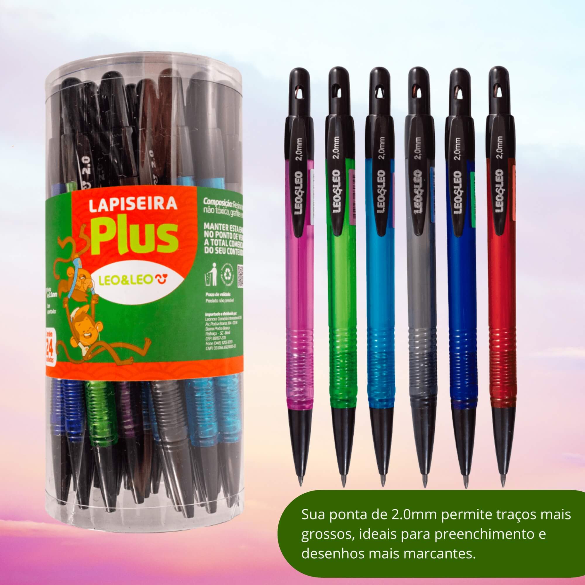Lapiseira Plus 2.0 Pote com 24 Unidades Leo&Leo Leonora - 4774