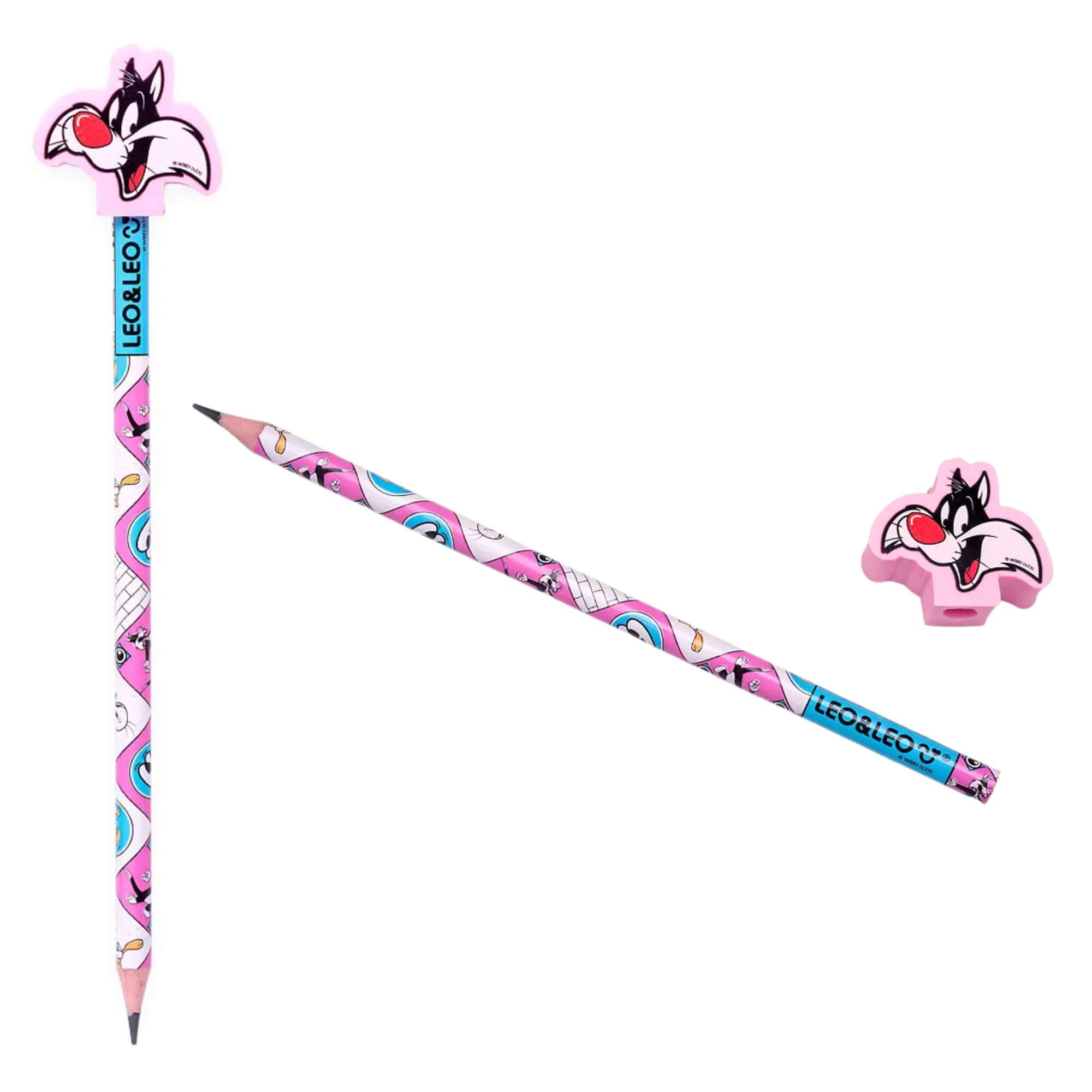 Lápis Hb com Borracha na Ponta Looney Tunes Pote c/30 Und Leo&Leo Leonora - 71627