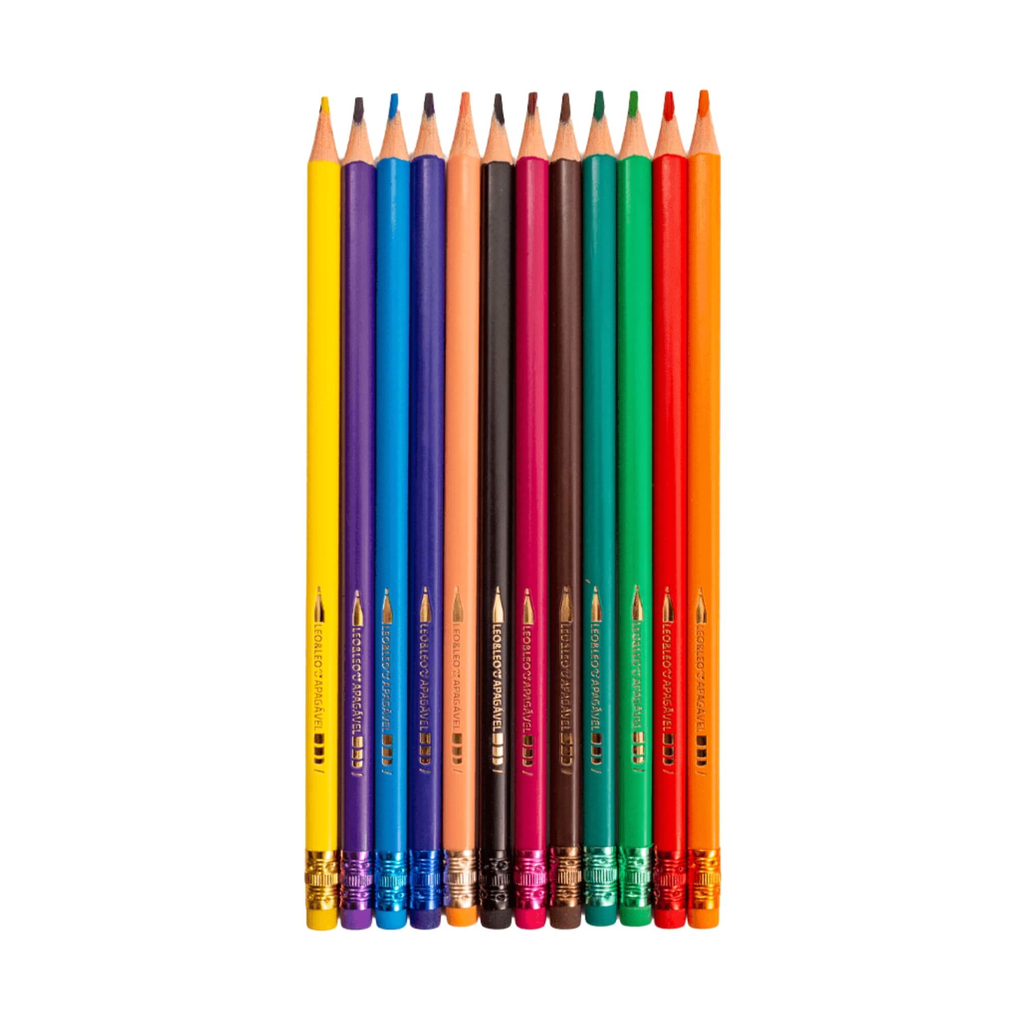 Lápis 12 Cores Apagável Triangular (unidade) Leo&Leo Leonora - 72101