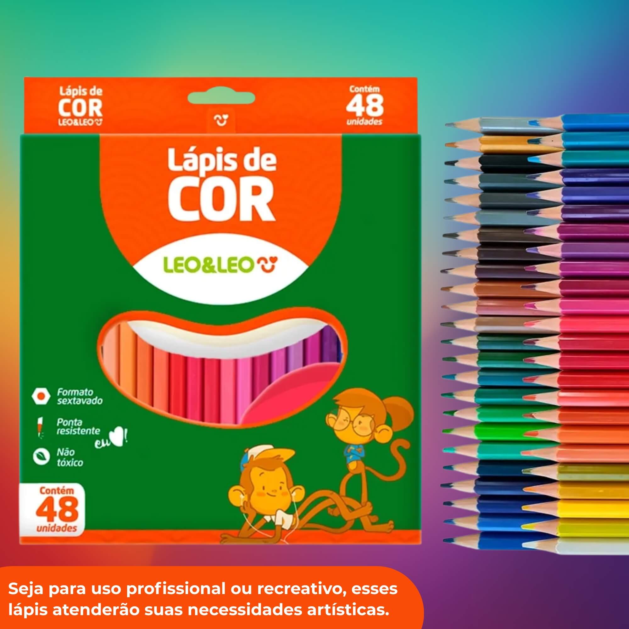 Lápis 48 Cores Sextavado (unidade) Leo&Leo Leonora - 72105