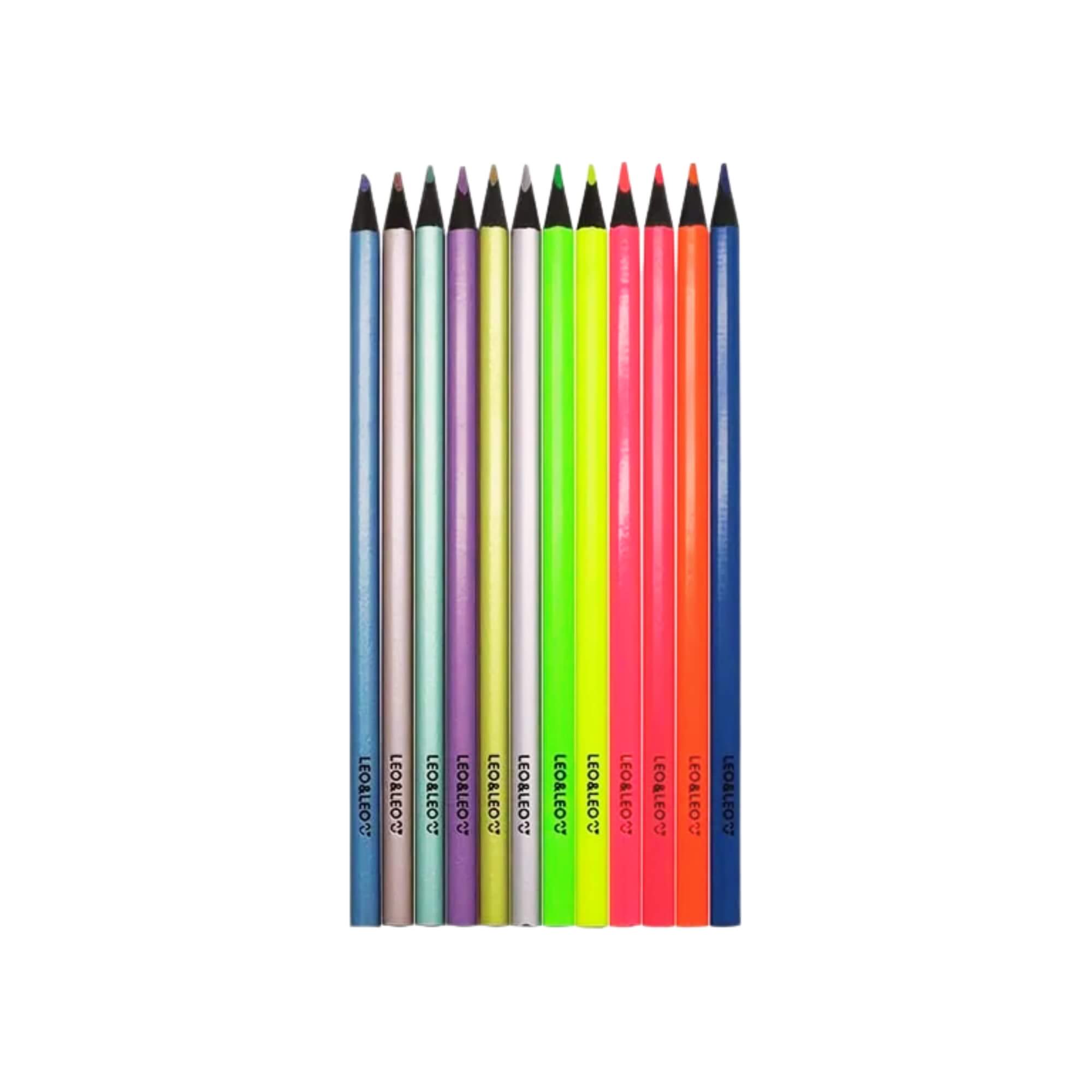 Lápis 12 Cores Especiais 6 Cores Neon e Metálicas Leo&Leo Leonora - 72107