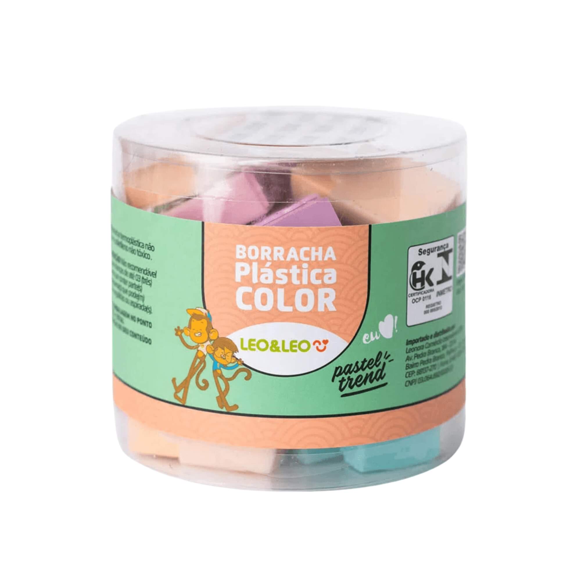 Borracha Plástica Color Tons Pastel Trend com Capa - Pote com 24 unidades Leo&Leo Leonora - 72203