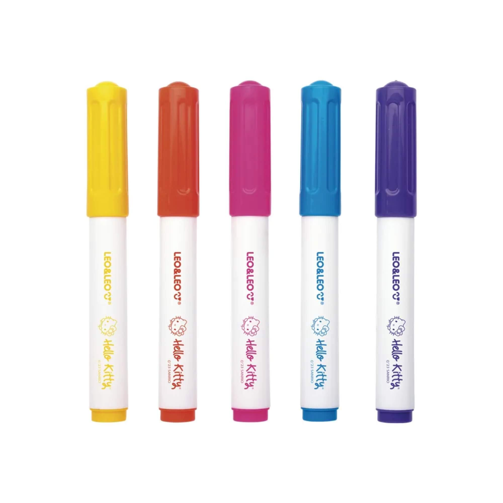 Caneta Hidrocor 3 Linhas Hello Kitty Estojo com 5 Cores Leo&Leo Leonora - 72716