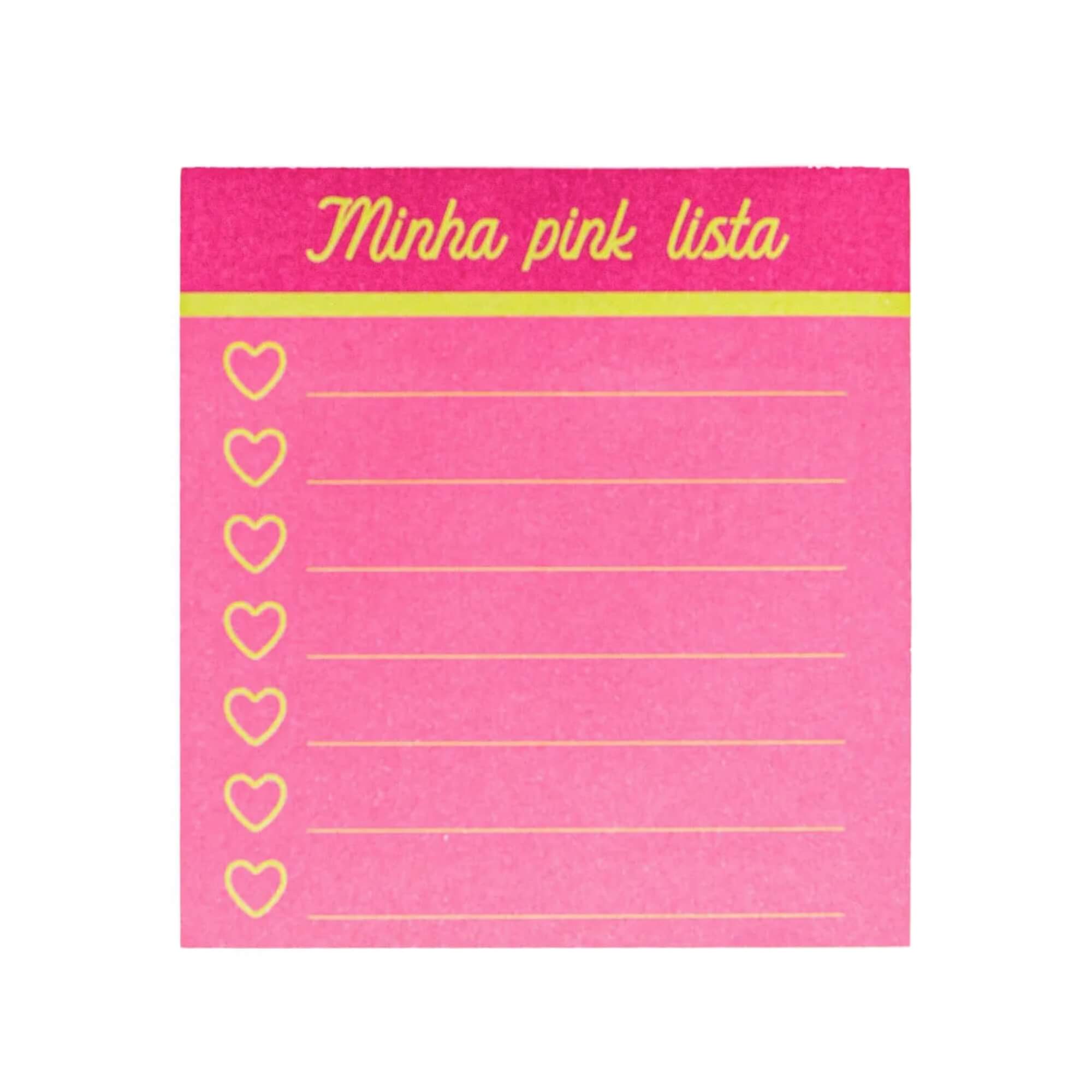 Bloco Adesivo Pink Vibes Lista 76Mmx76mm 100 Folhas Caixa com 12 Blocos Leoarte Leonora - 91143