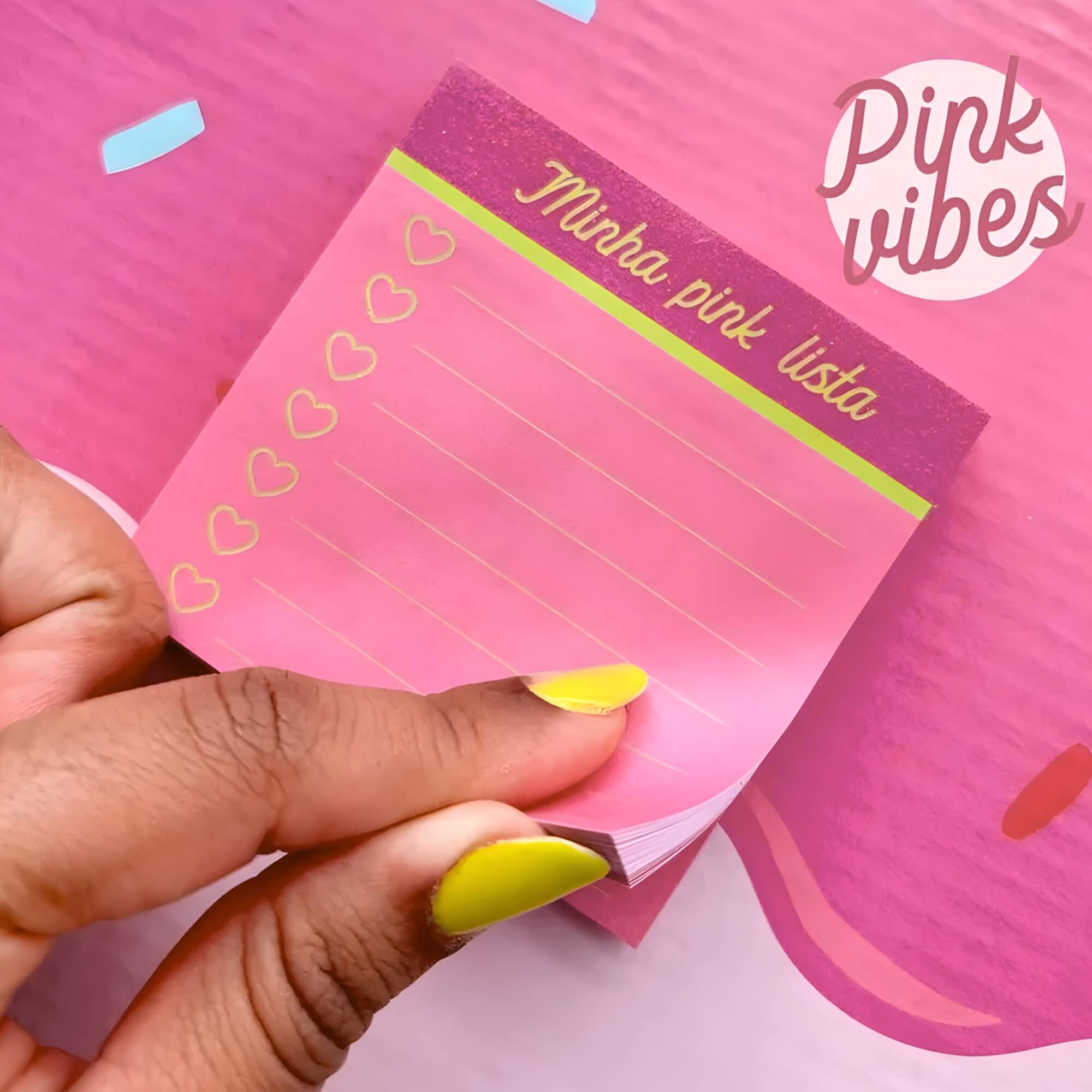 Bloco Adesivo Pink Vibes Lista 76Mmx76mm 100 Folhas Caixa com 12 Blocos Leoarte Leonora - 91143