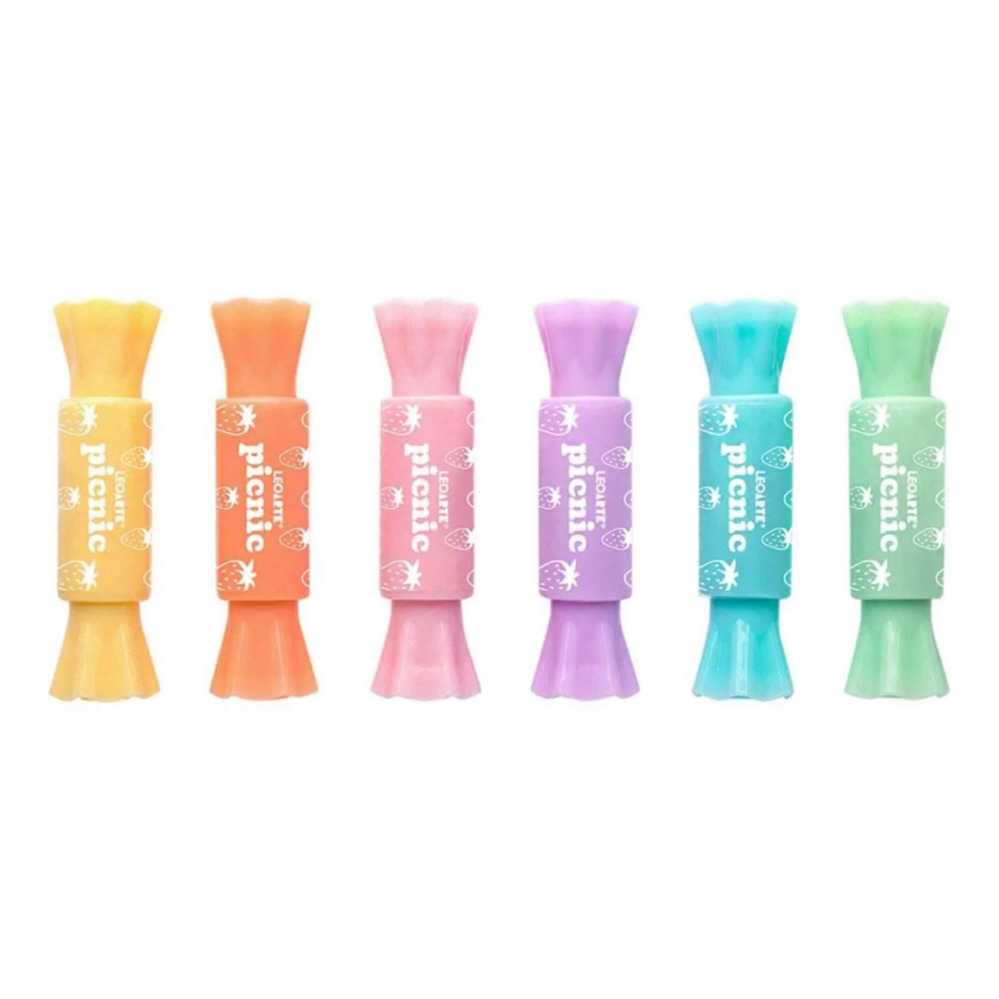 Caneta Marca-Texto Mini 2 Em 1 Bombom Picnic - Pote com 18 unidades Leonarte Leonora - 94117