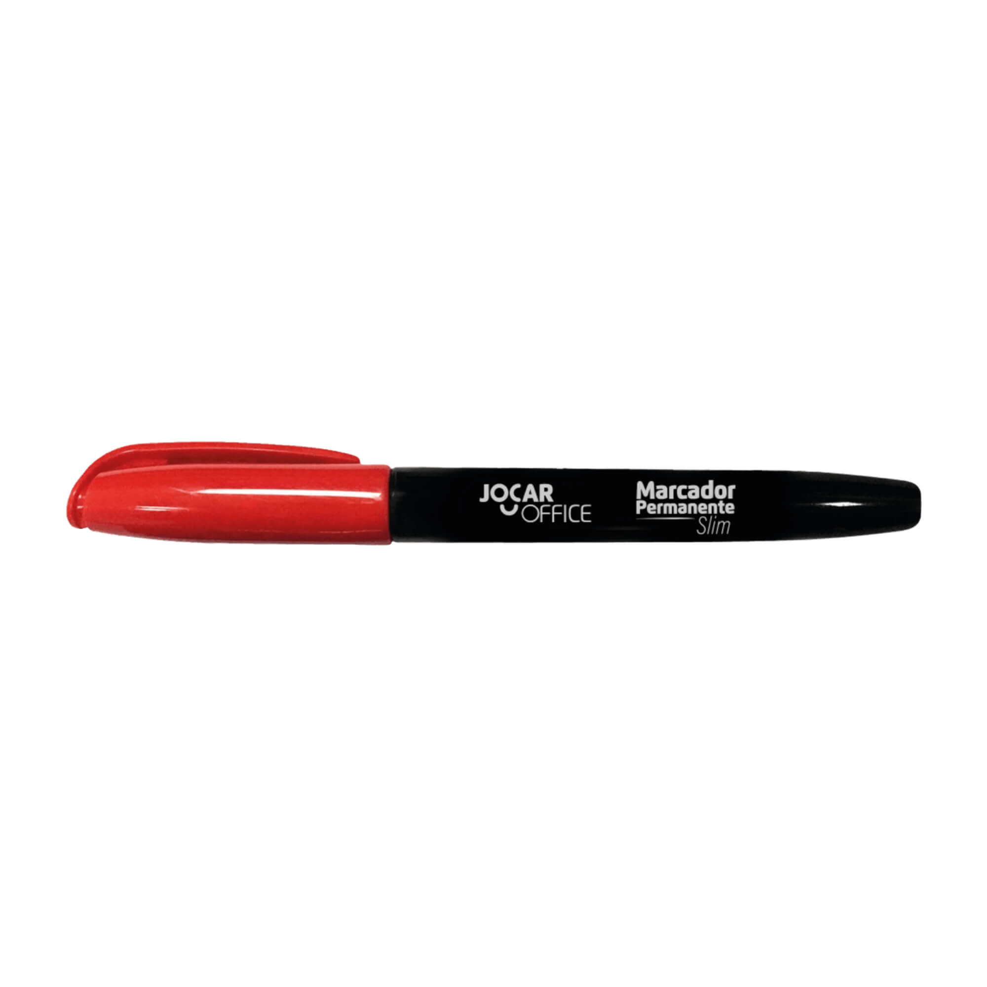 Caneta Marcador Permanente Ponta Chanfrada Vermelho Slim Caixa c/ 12 unidades Leonora - 96088