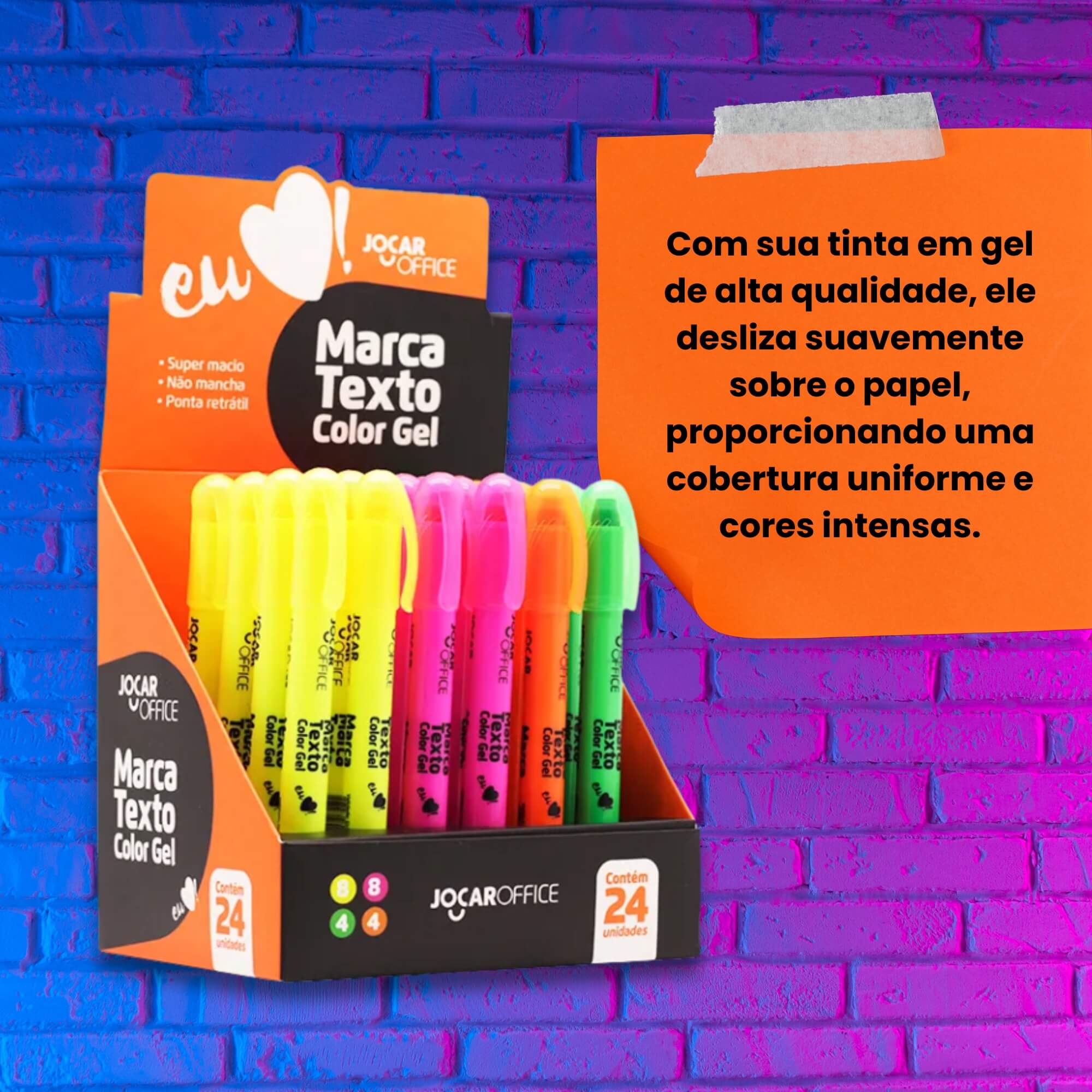Caneta Marca Texto Gel Display com 24 Unidades Jocar Office Leonora - 96109
