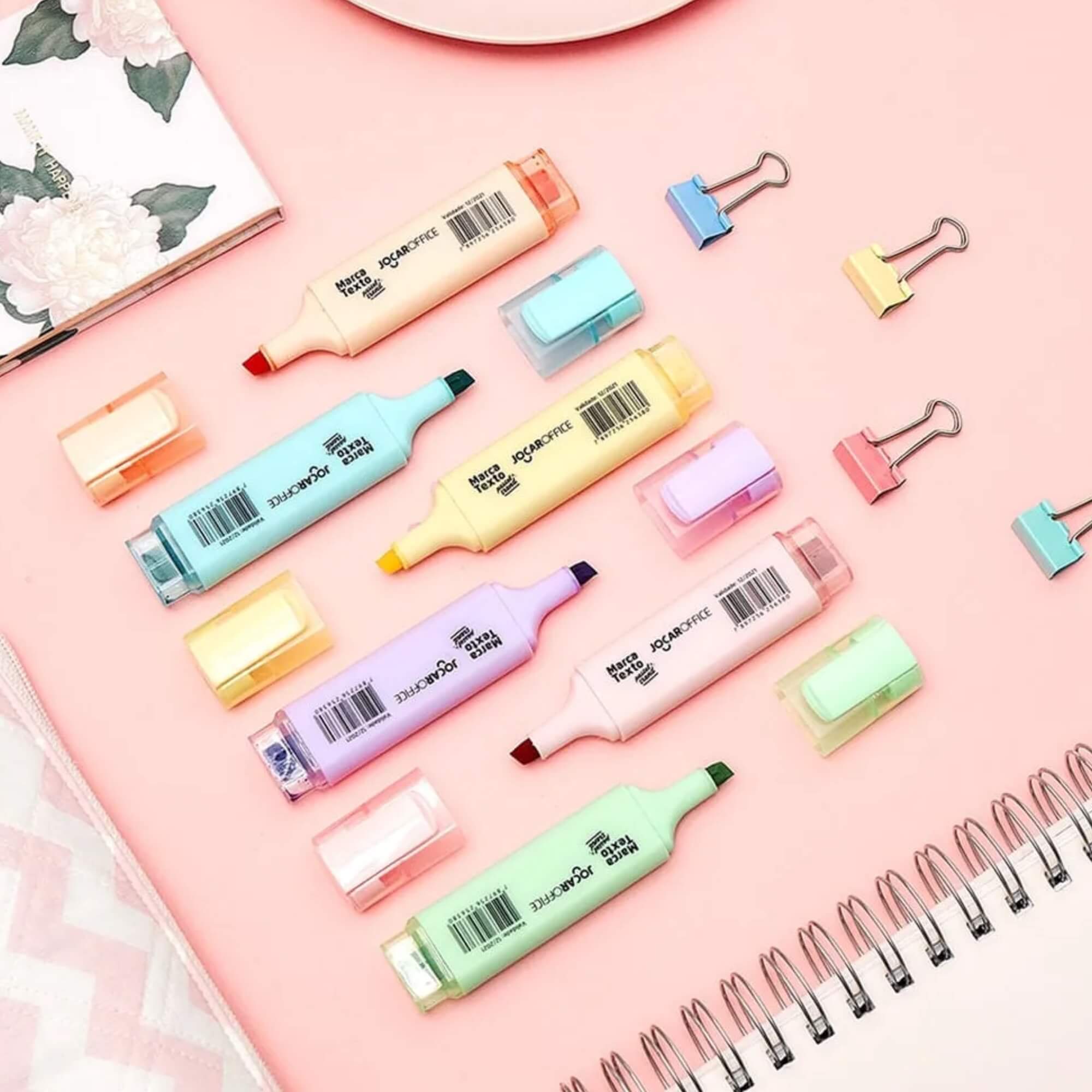 Caneta Marca Texto Cores Tons Pastel Trend Display com 24 Unidades Jocar Office Leonora - 96138