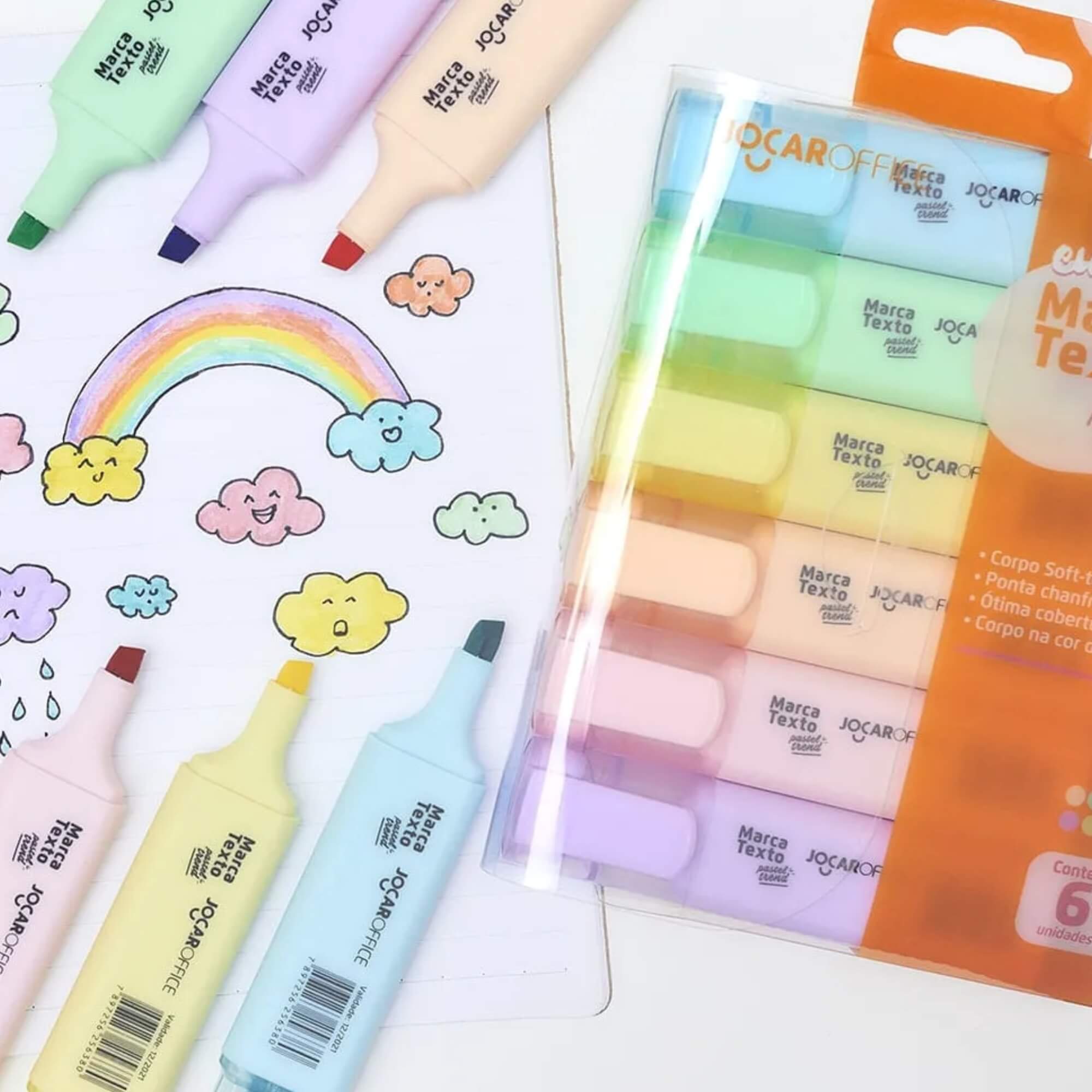 Caneta Marca Texto Cores Tons Pastel Trend Display com 24 Unidades Jocar Office Leonora - 96138