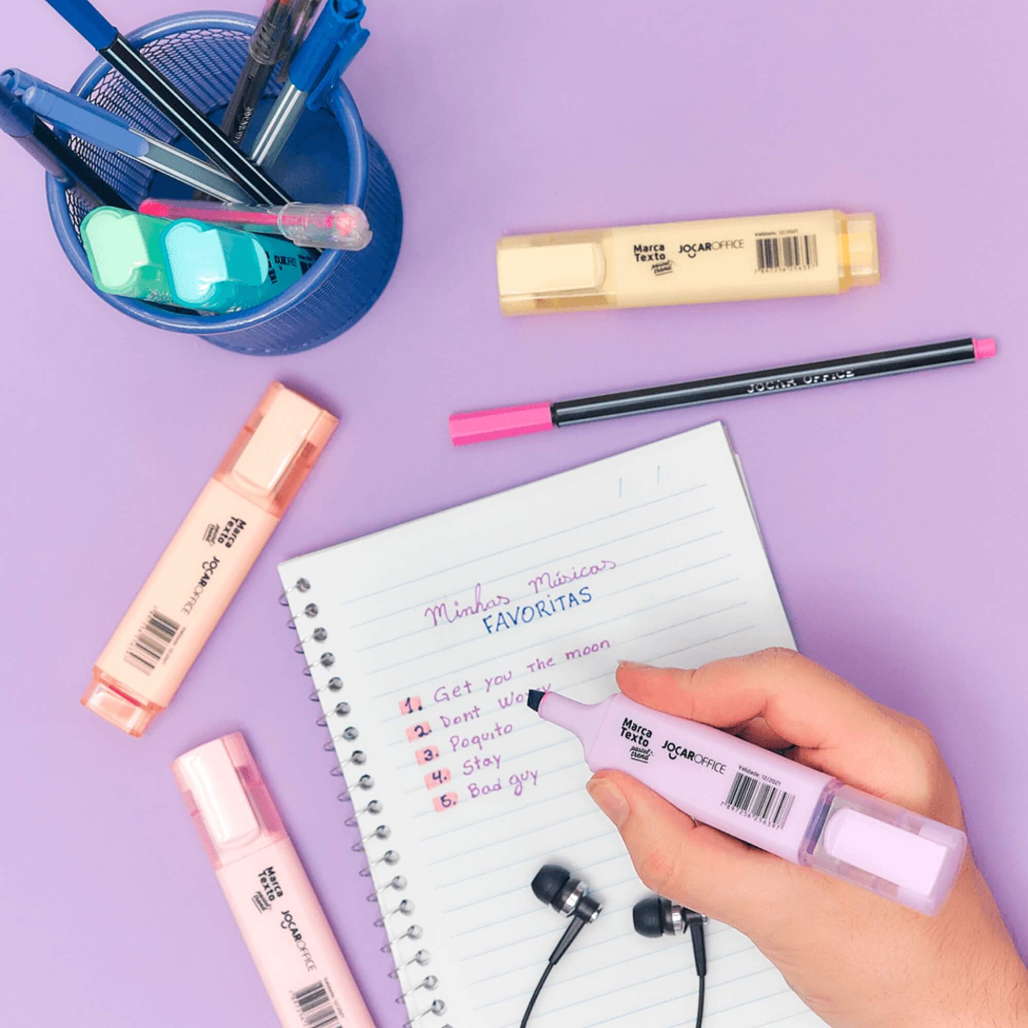 Caneta Marca Texto Cores Tons Pastel Trend Display com 24 Unidades Jocar Office Leonora - 96138
