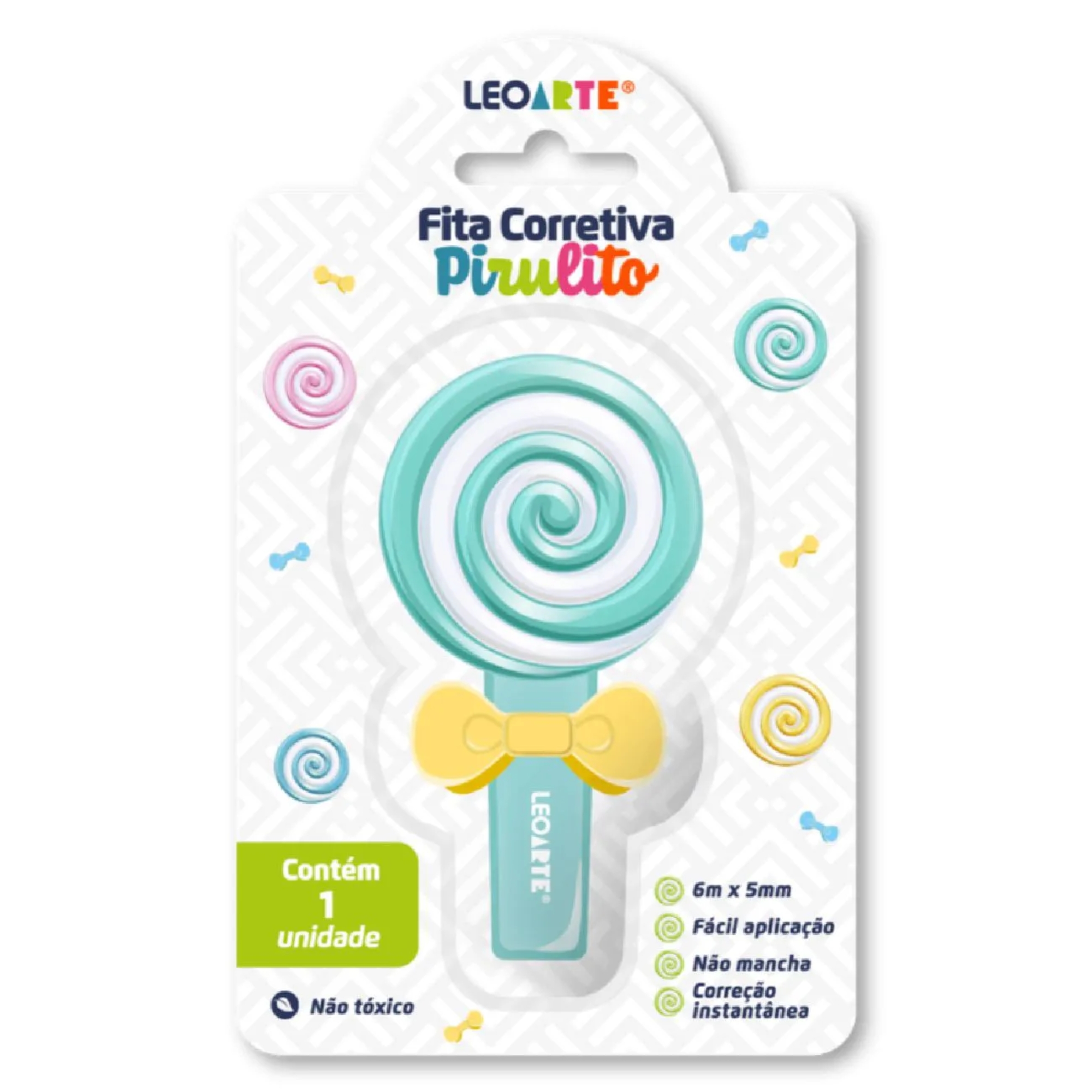 Fita Corretiva 6m X 5mm Food Trends Formato Pirulito Pote C/ 12 Leo&Leo Leonora - 10291