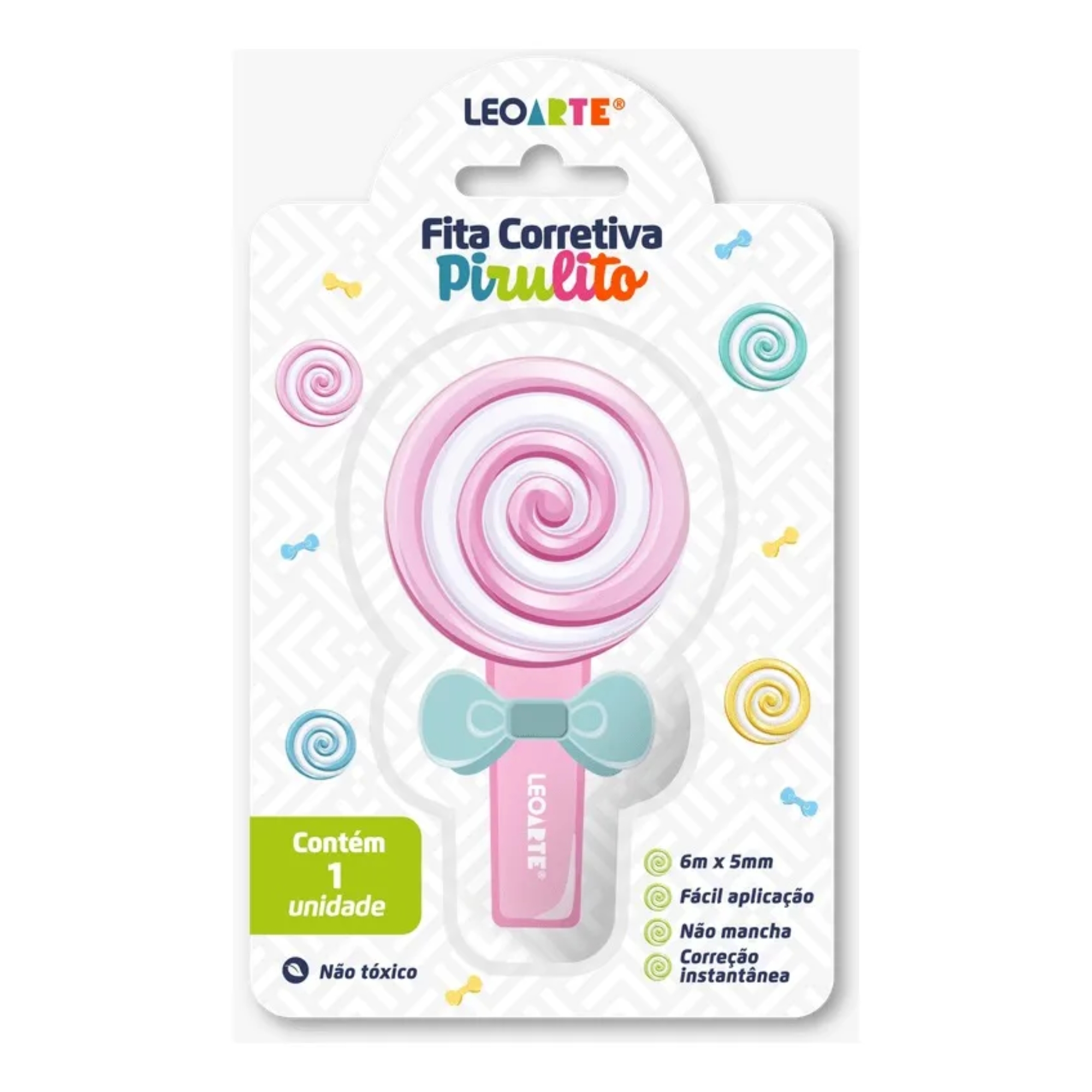 Fita Corretiva 6m X 5mm Food Trends Formato Pirulito Pote C/ 12 Leo&Leo Leonora - 10291
