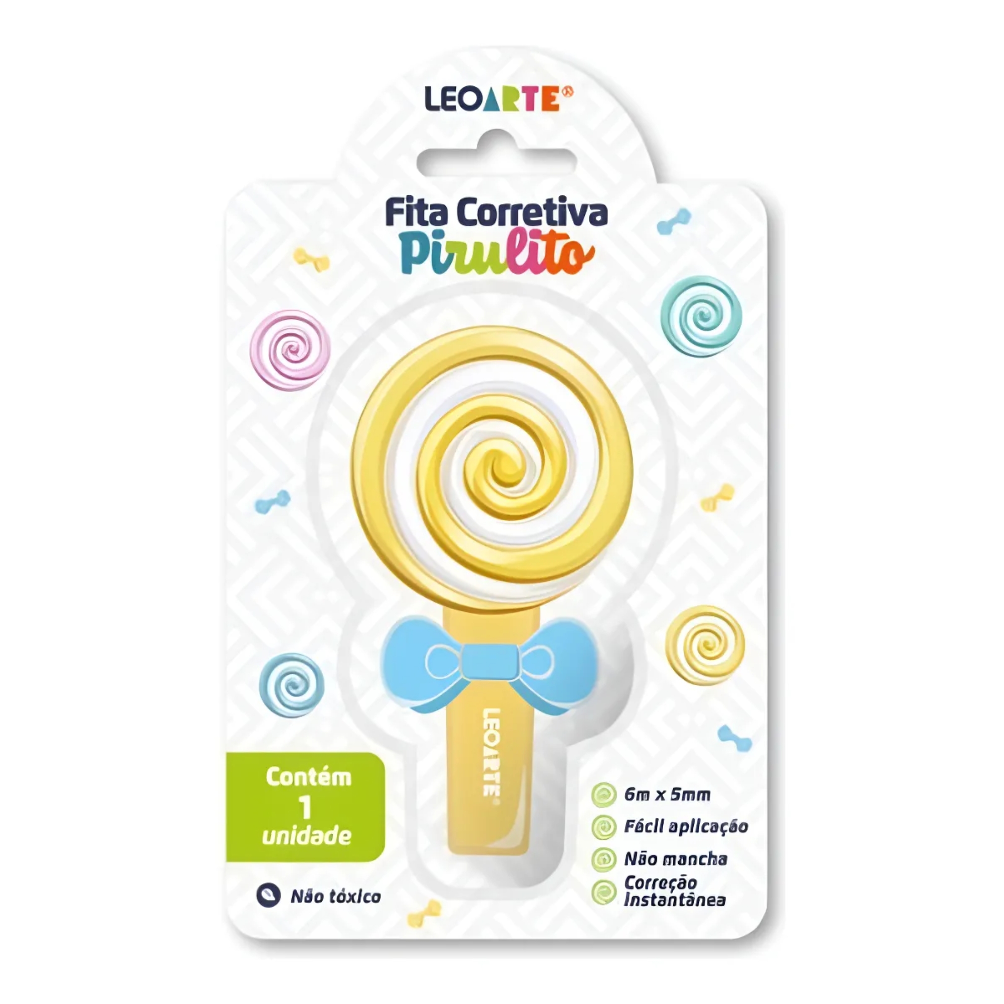 Fita Corretiva 6m X 5mm Food Trends Formato Pirulito Pote C/ 12 Leo&Leo Leonora - 10291