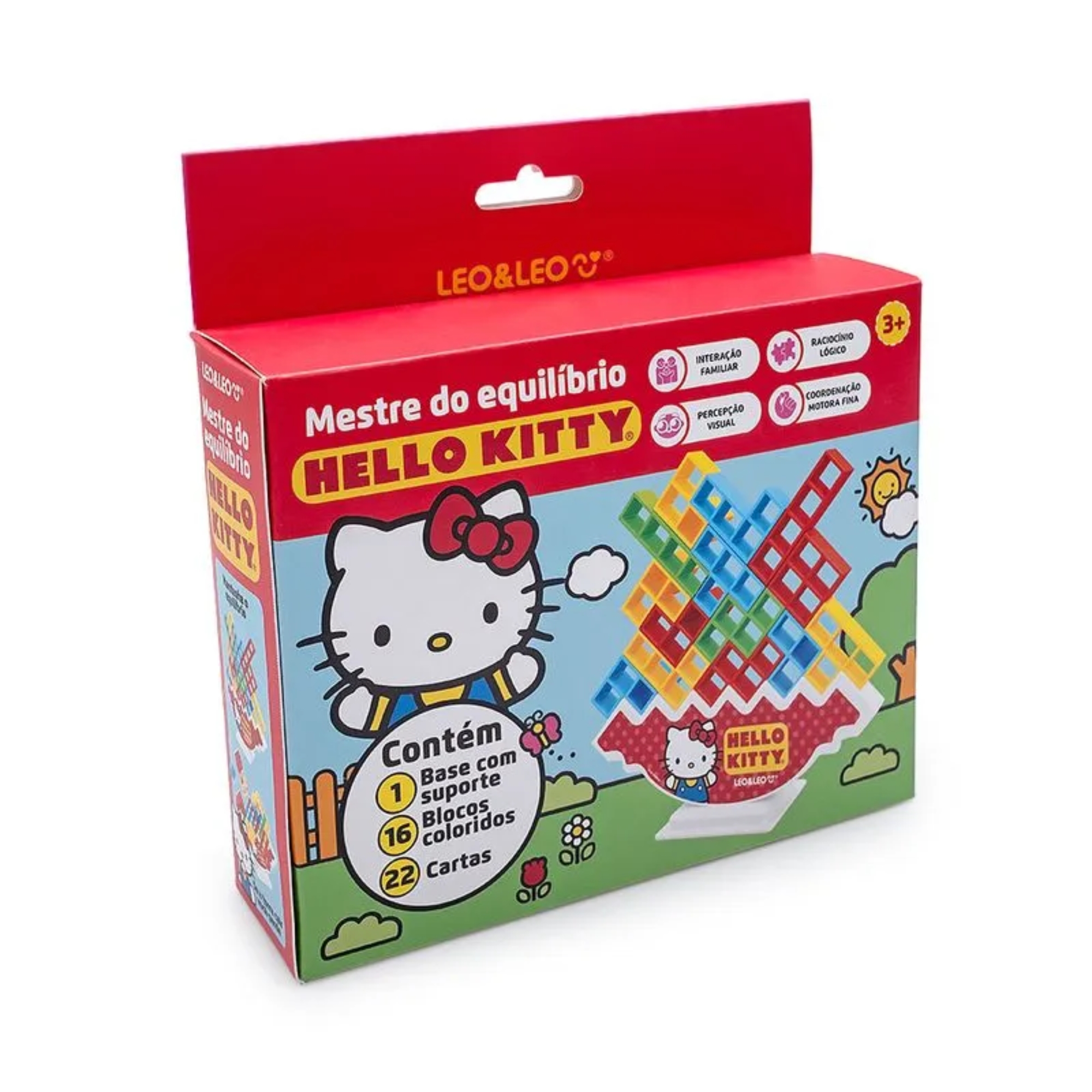 Mestre do Equilíbrio Jogo de Raciocínio Hello Kitty - Caixa c/ 16 Blocos Leo&Leo Leonora - 10453