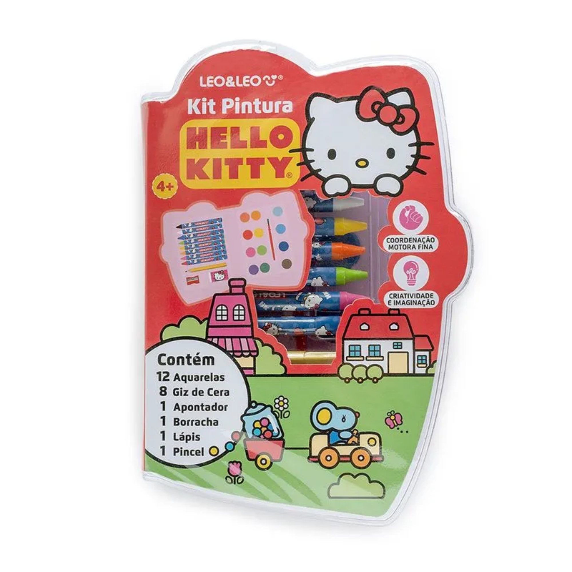 Kit Pintura Cores Personagens Hello Kitty  Estojo c/ 24 Peças Leo&Leo Leonora - 10457