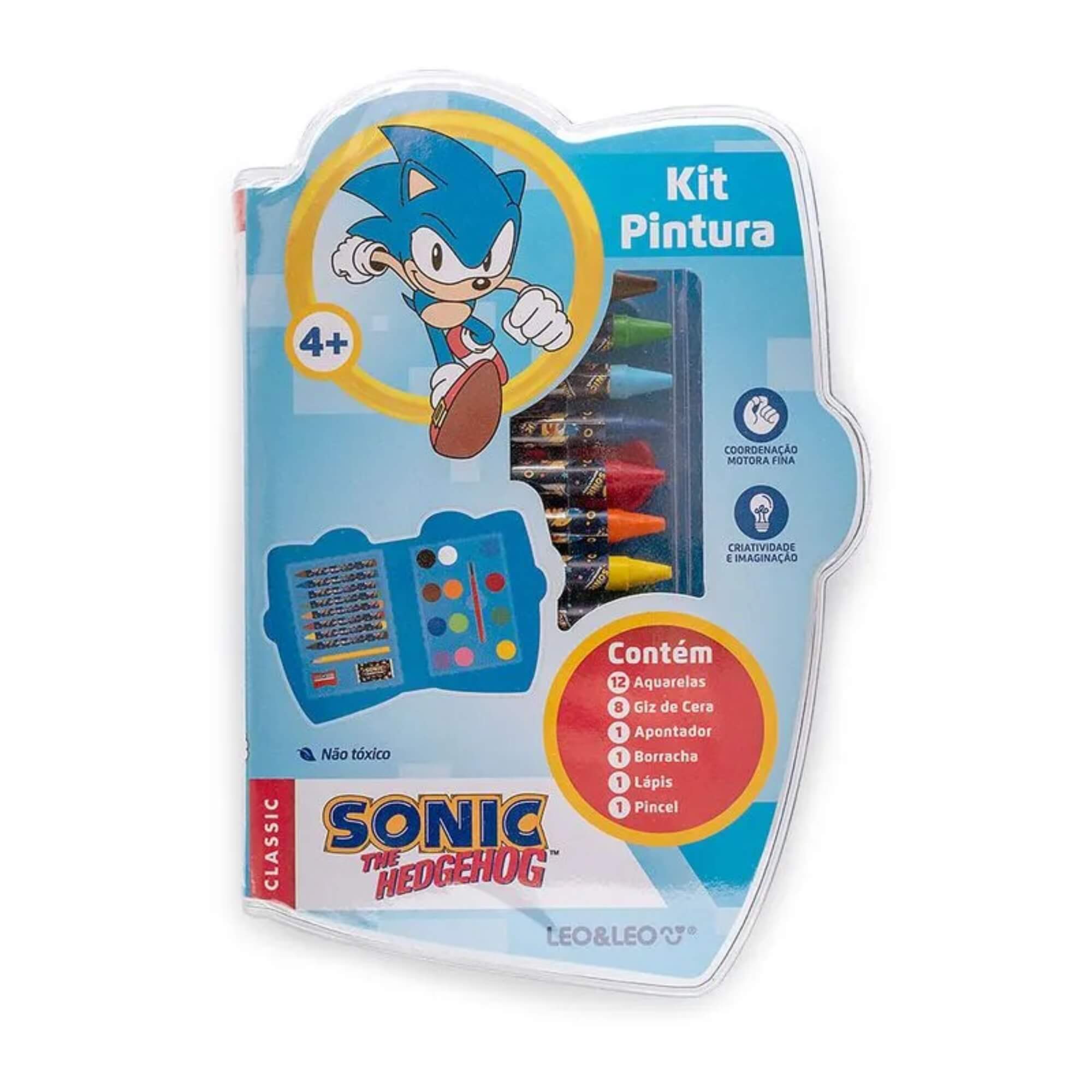 Kit Pintura Cores dos Personagens Sonic - Estojo com 24 Peças Leo&Leo Leonora - 10458