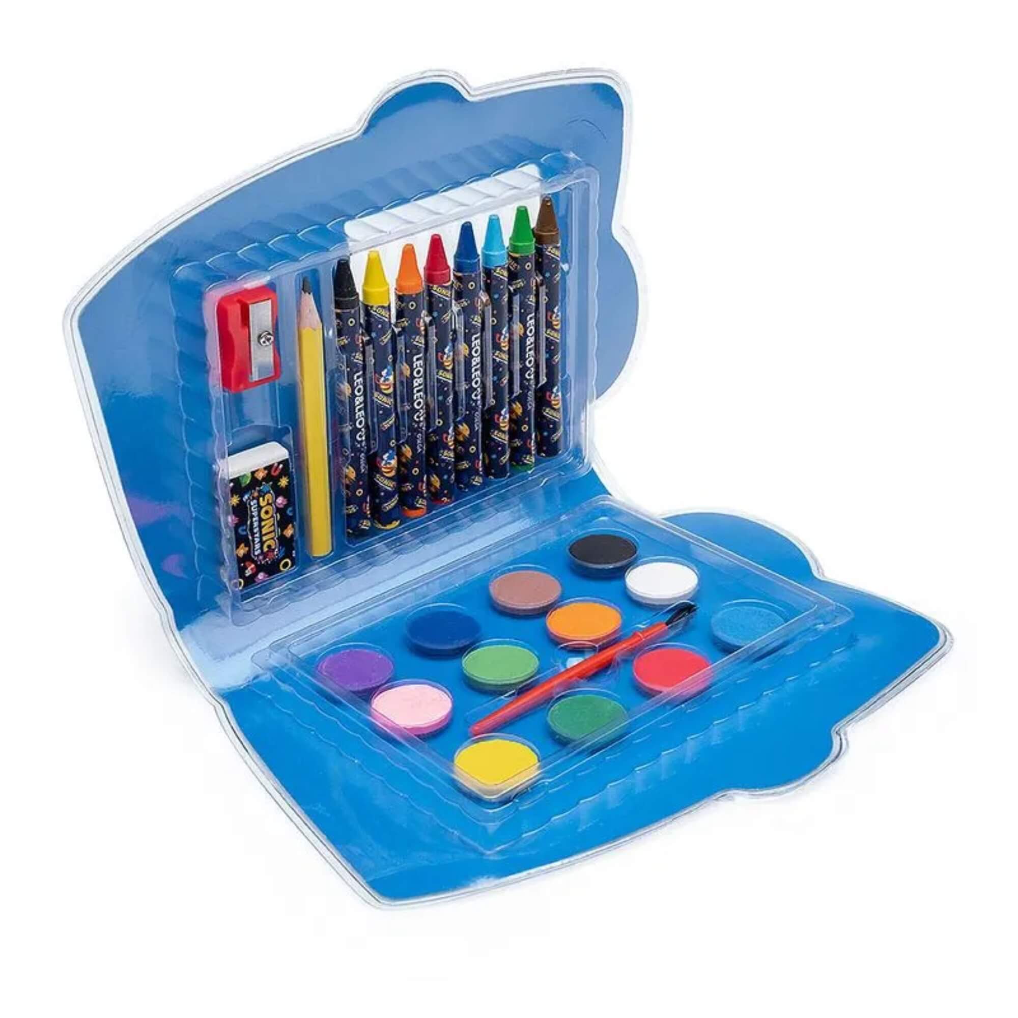 Kit Pintura Cores dos Personagens Sonic - Estojo com 24 Peças Leo&Leo Leonora - 10458