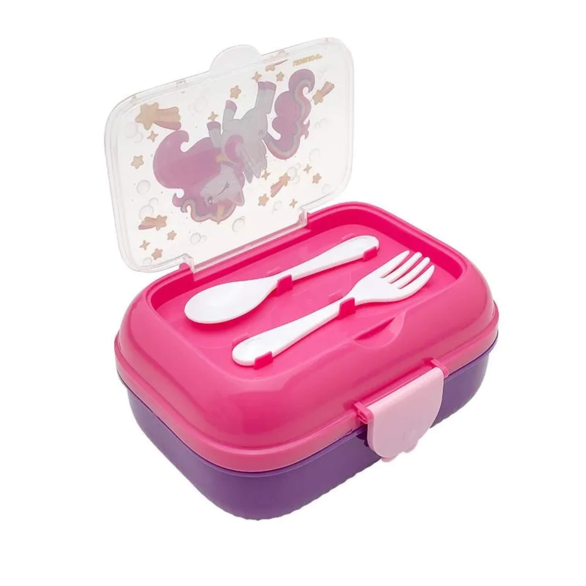 Kit Lanche Garrafa Plástica 460Ml + Marmita 700Ml Unicórnio Leo&Leo Leonora - 10542