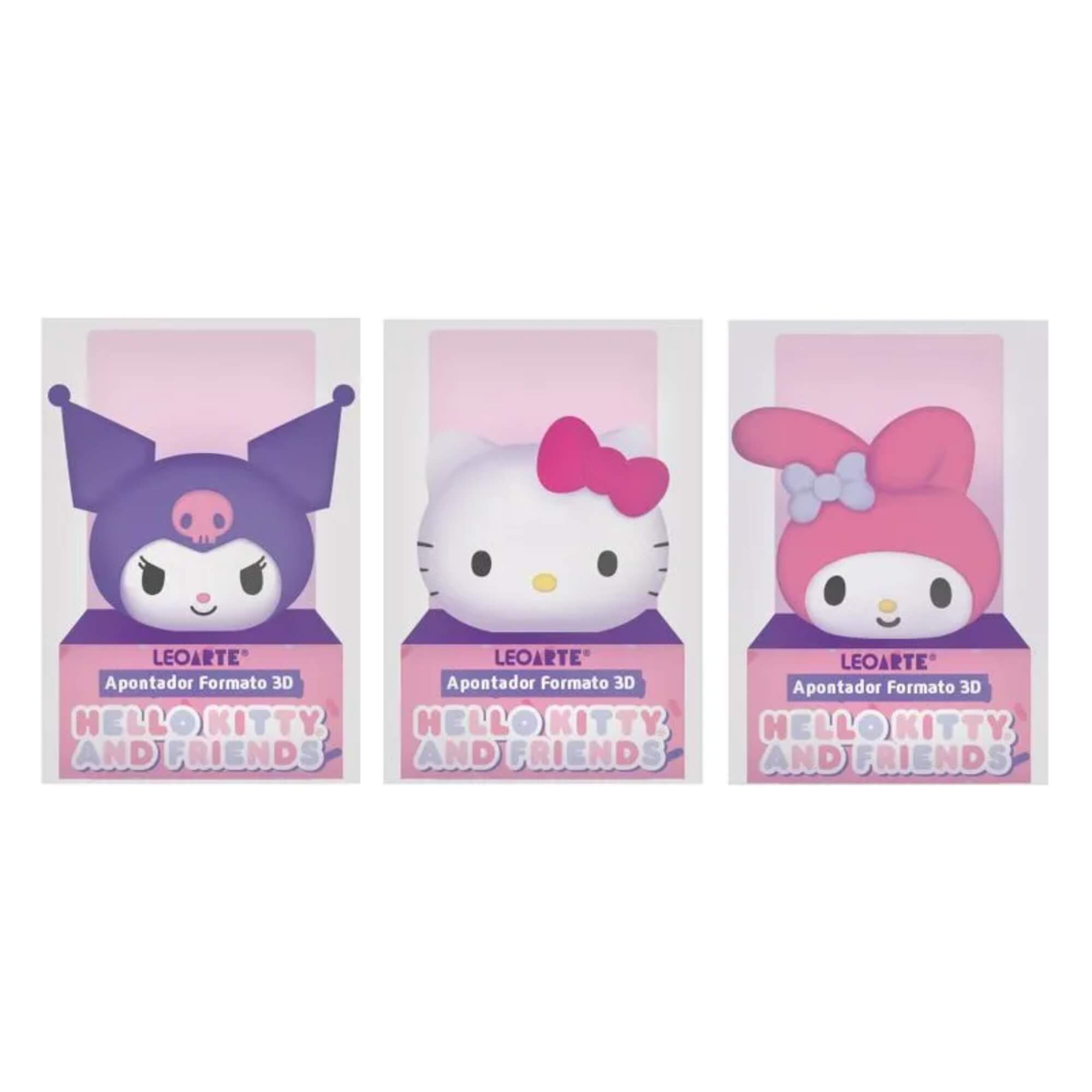 Apontador Formato 3D Hello Kitty e Amigos Sortido - Display C/ 16 Unidades Leoarte Leonora - 10557