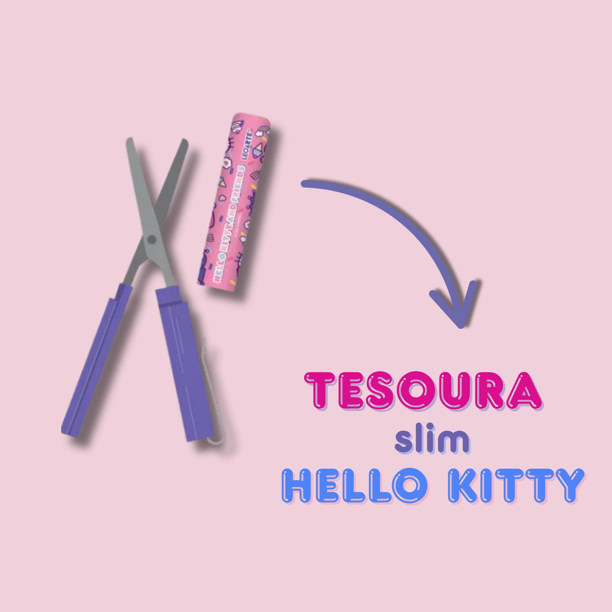 Tesoura Slim Hello Kitty e Amigos - Display com 12 Unidades Leoarte Leonora - 10588