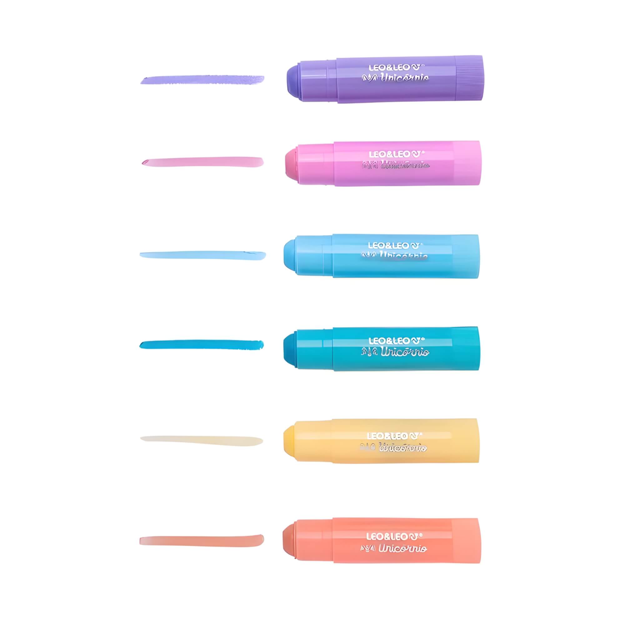Guache em Bastão Cores Tons Pastel Unicórnio - Caixa com 6 Cores Leo&Leo Leonora - 10600