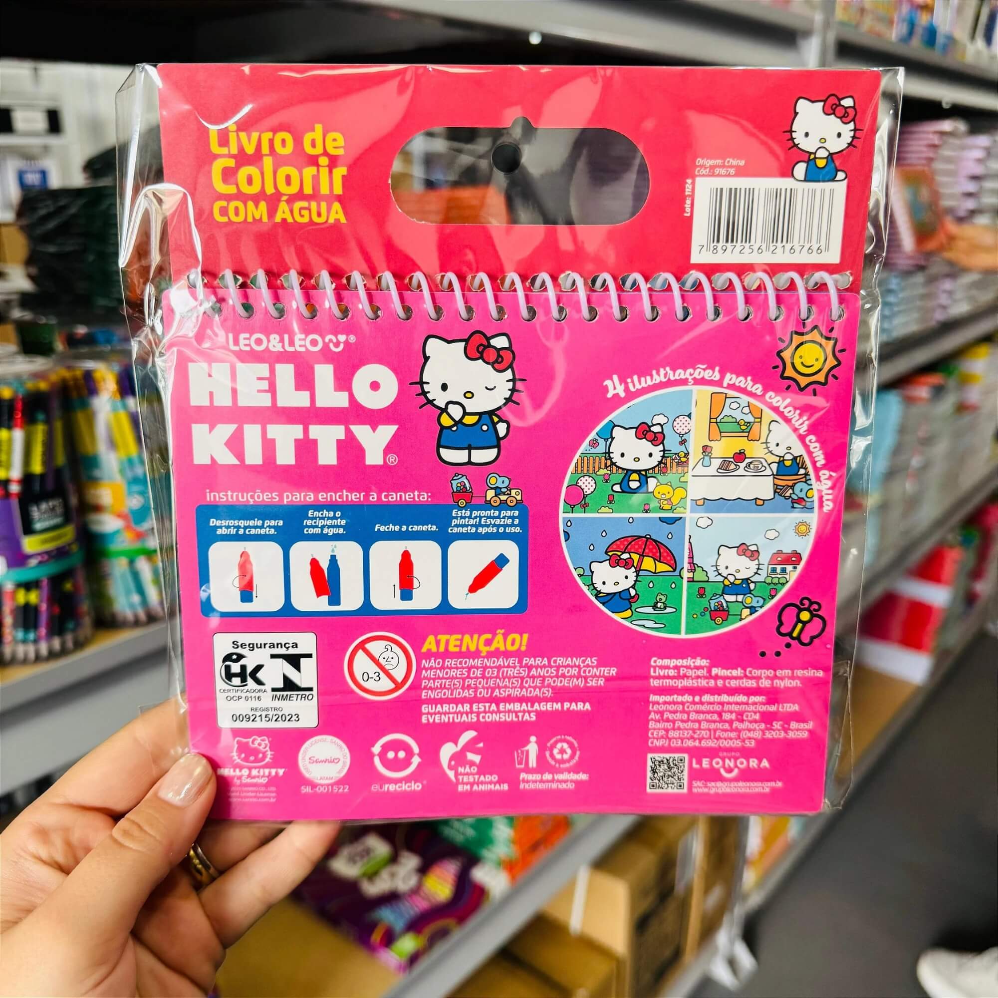 Livro de Colorir com Água Hello Kitty + Pincel Leo&Leo Leonora - 91676