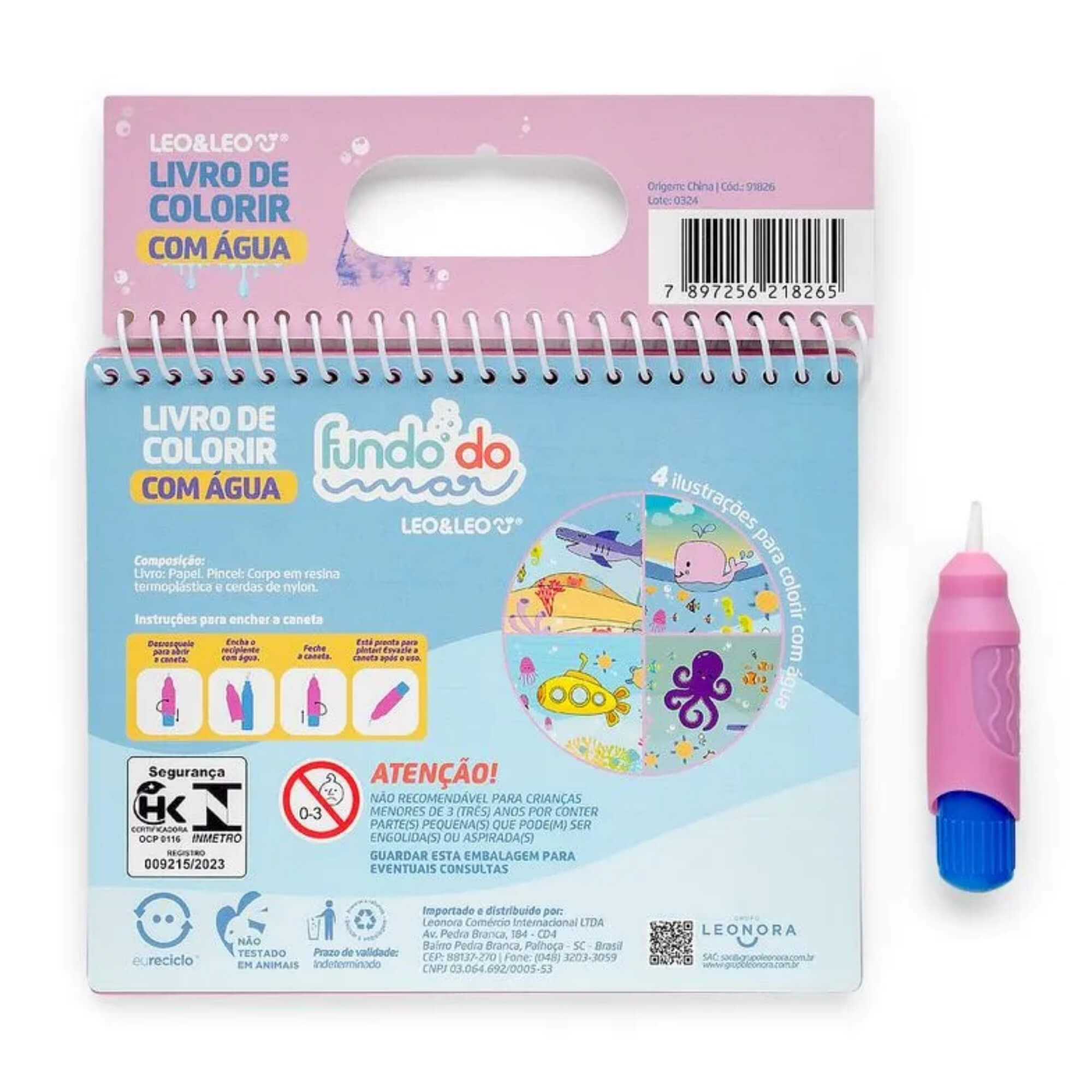Livro de Colorir com Água Fundo do Mar + Pincel Leo&Leo Leonora - 91826