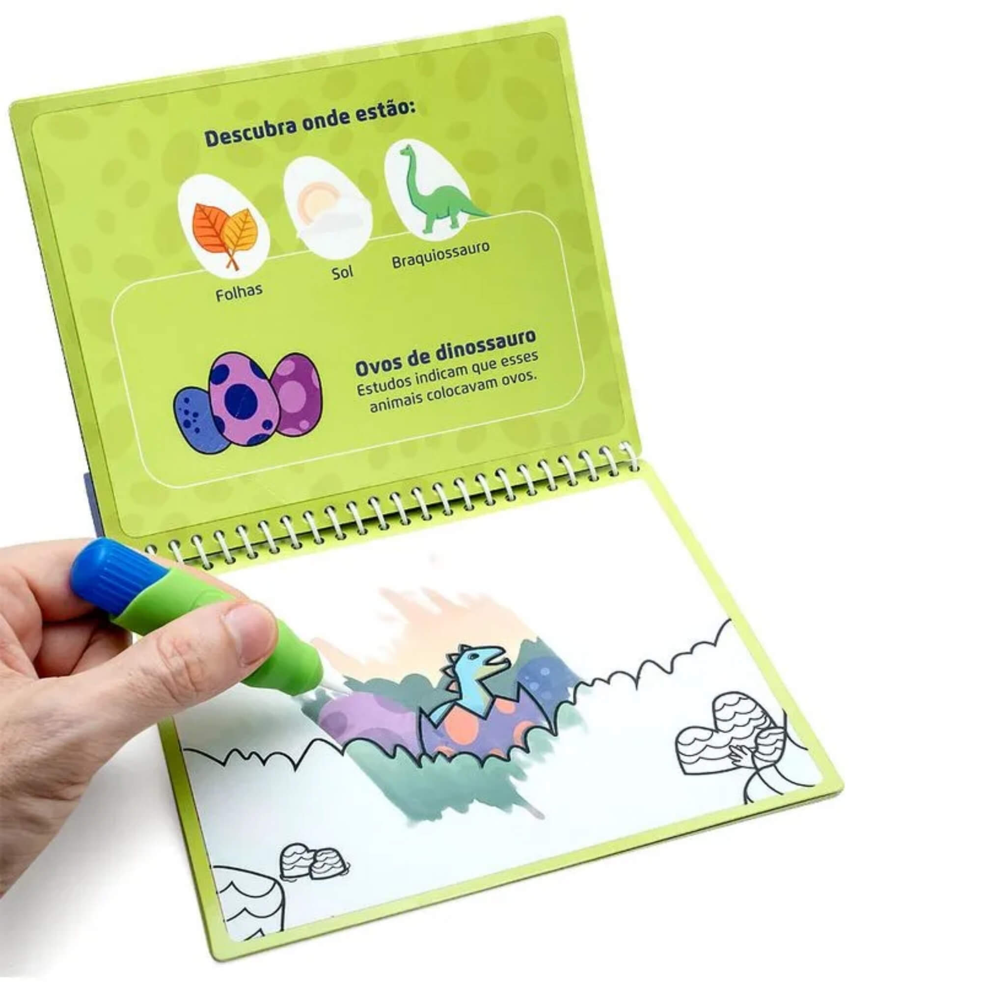Livro de Colorir com Água Dino com 1 Unidade 4 Páginas + Pincel Leo&Leo Leonora - 91827