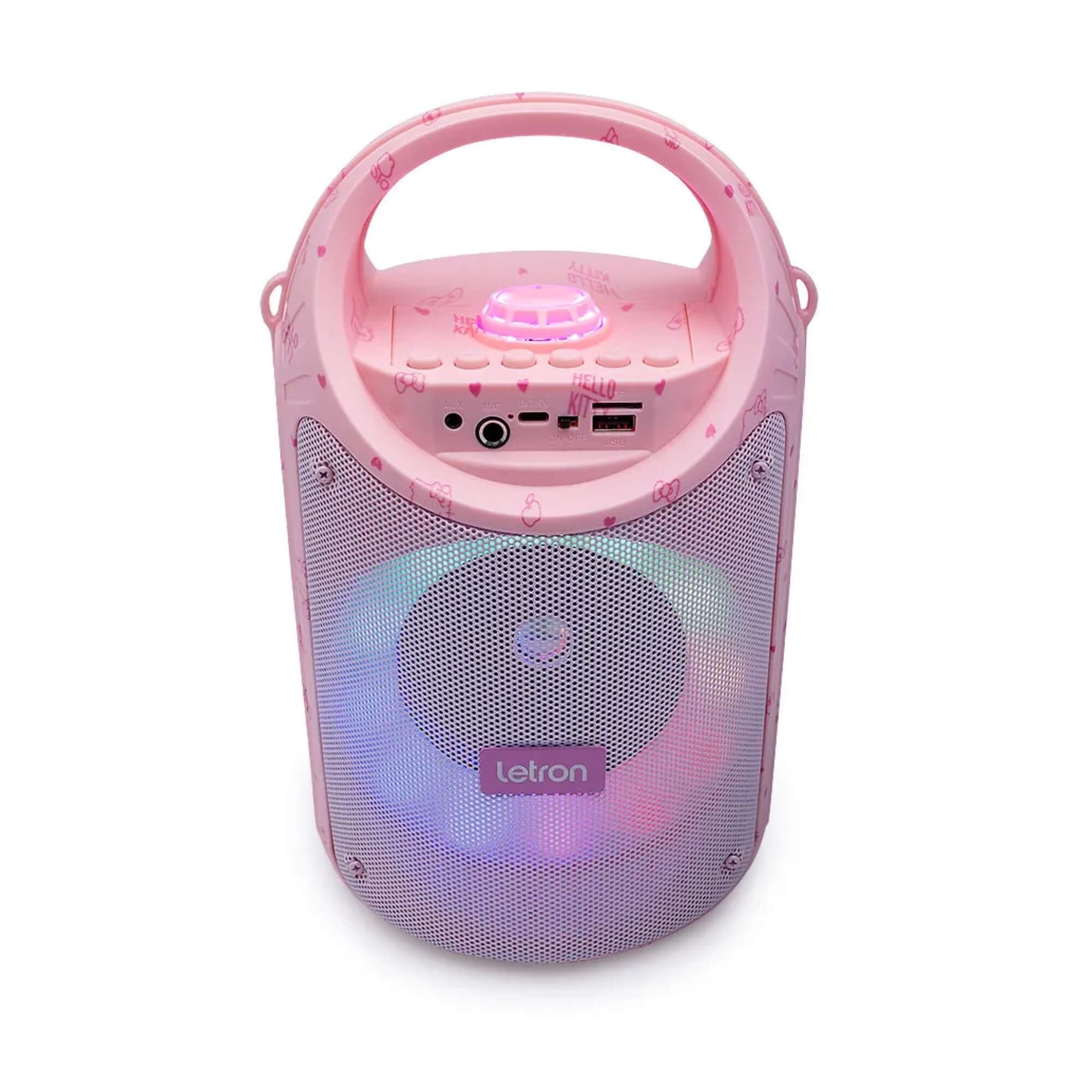 Caixa de Som Hello Kitty com Microfone Led Multimídia 60W Letron Leonora - 94508