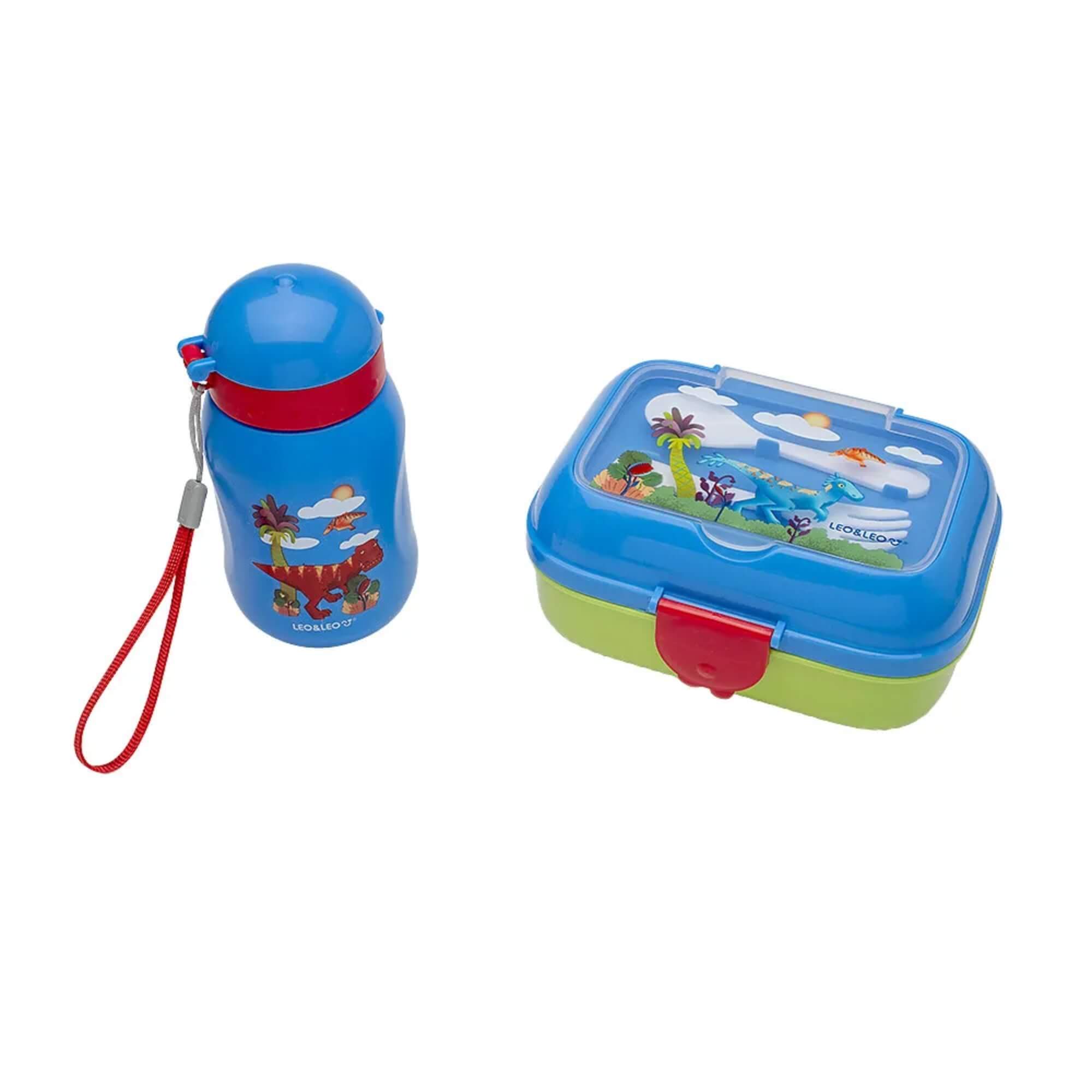 Kit Lanche Dino Garrafa Plástica 500Ml + Marmita 700Ml Leo&Leo Leonora - 97831