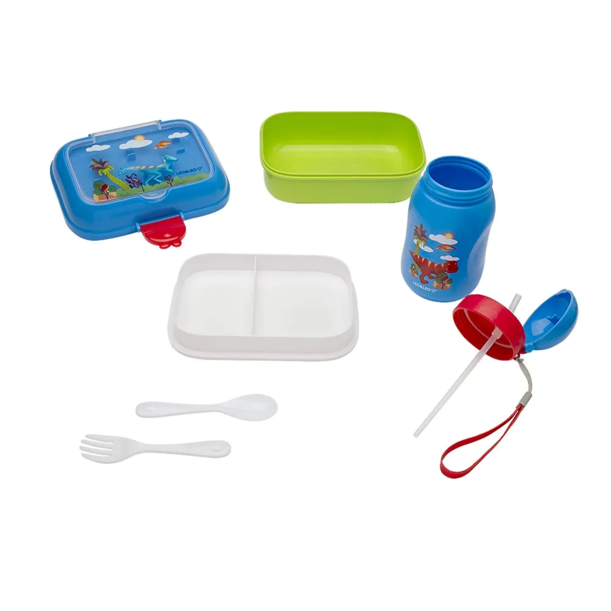 Kit Lanche Dino Garrafa Plástica 500Ml + Marmita 700Ml Leo&Leo Leonora - 97831