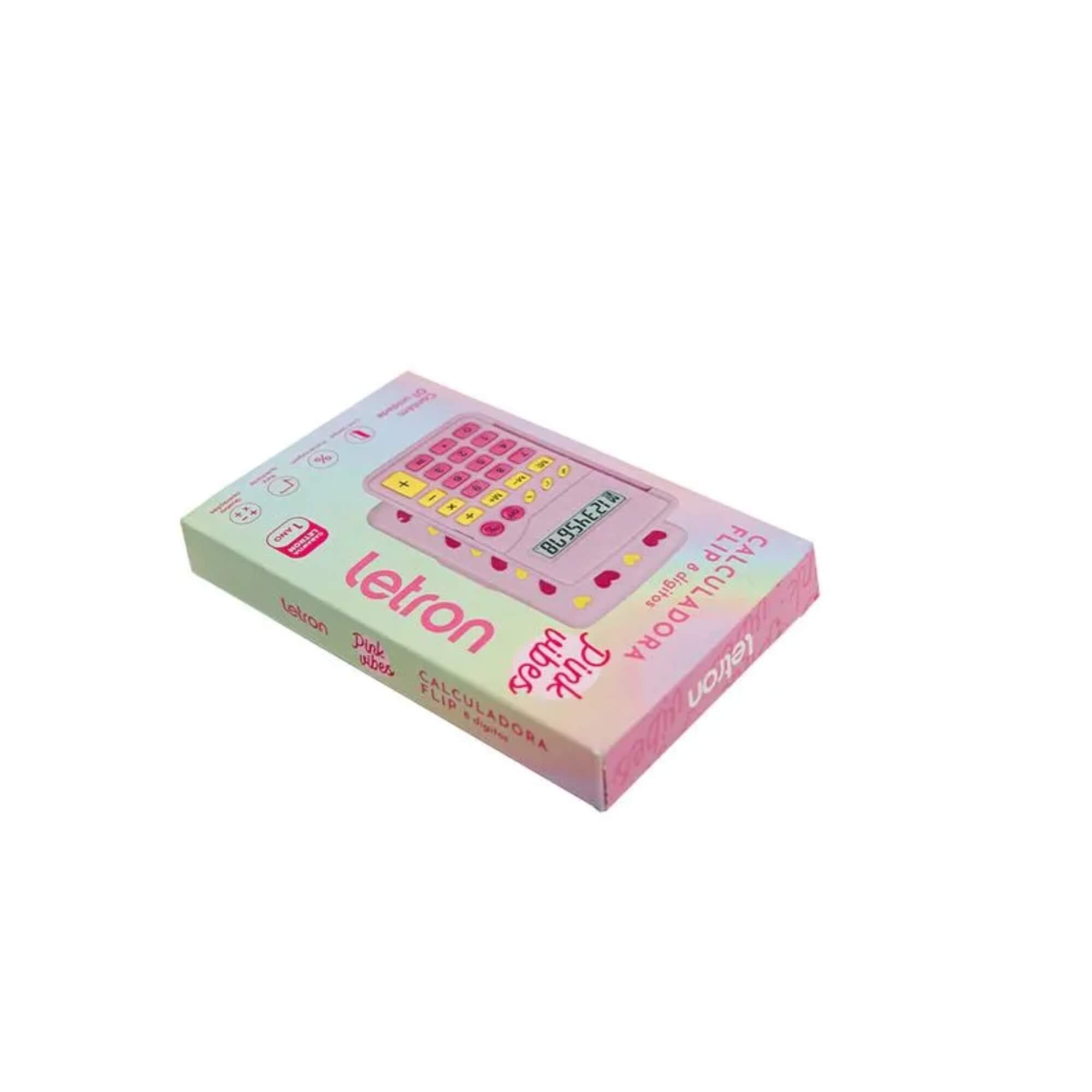 Calculadora 8 Dígitos Flip Estampa Flor Letron Leonora - 99325