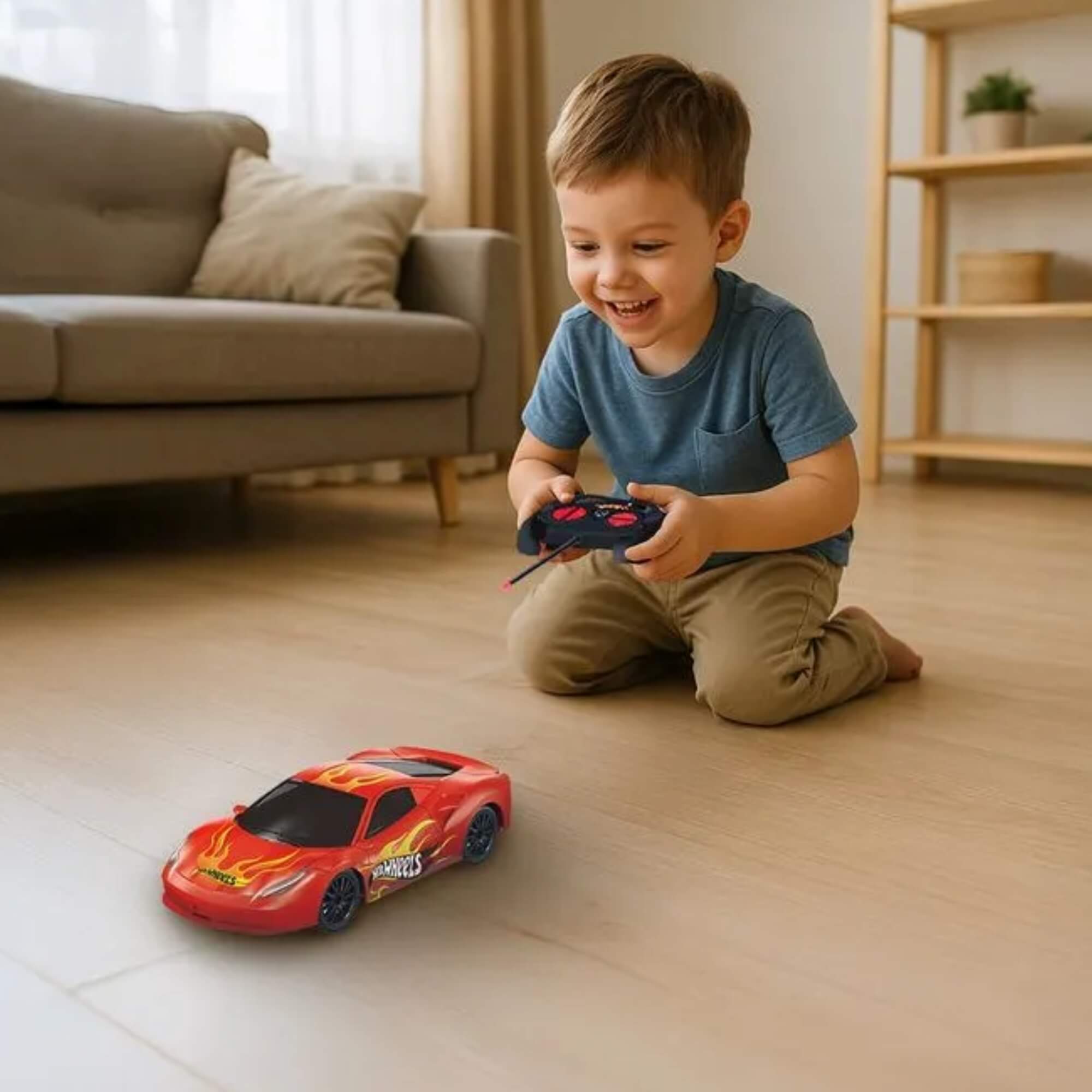 Carrinho de Controle Remoto Hot Wheels 4 Canais Vermelho com Luz Energy X Multikids - BR2472
