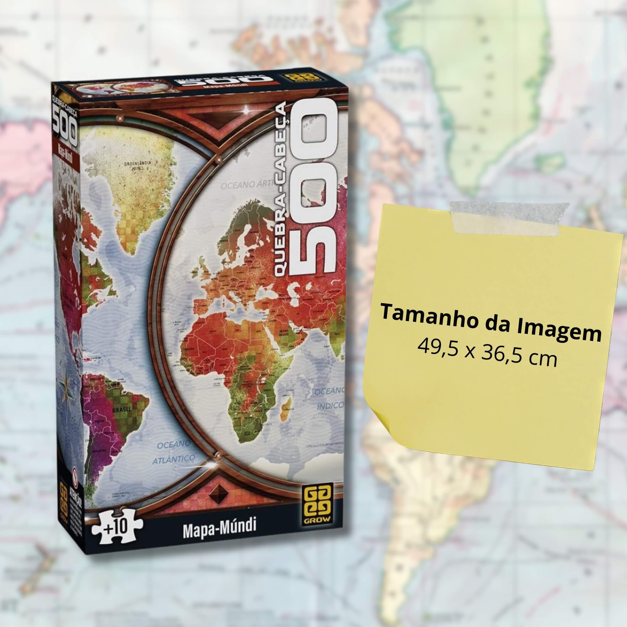 Quebra-Cabeça Puzzle 500 peças Mapa-Mundi +10 Anos Grow - 04920