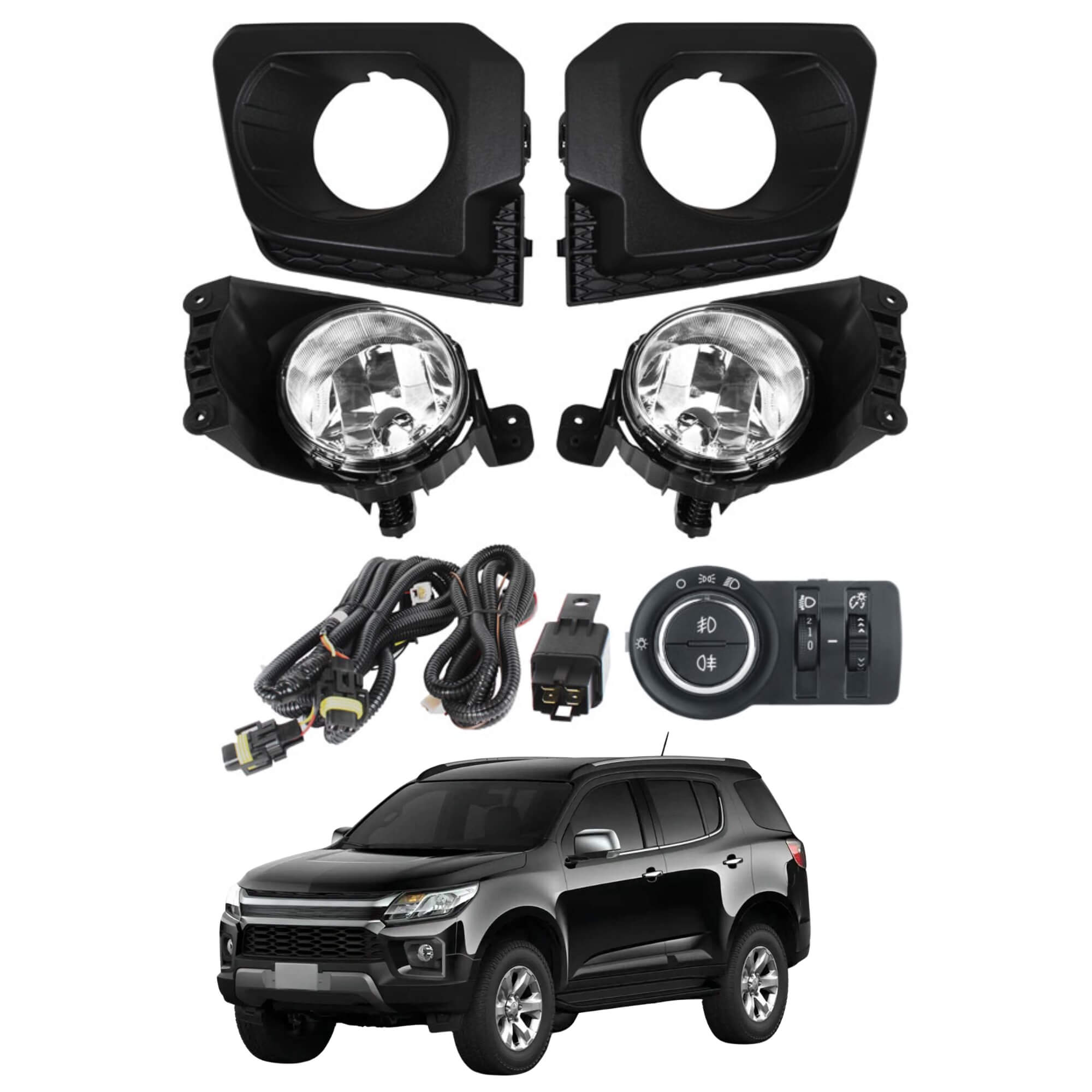 Kit S10/Trailblazer 2021 a 2024 c/ Grade, Botão Mod. Original c/ Regulagem Shocklight - SL-043410