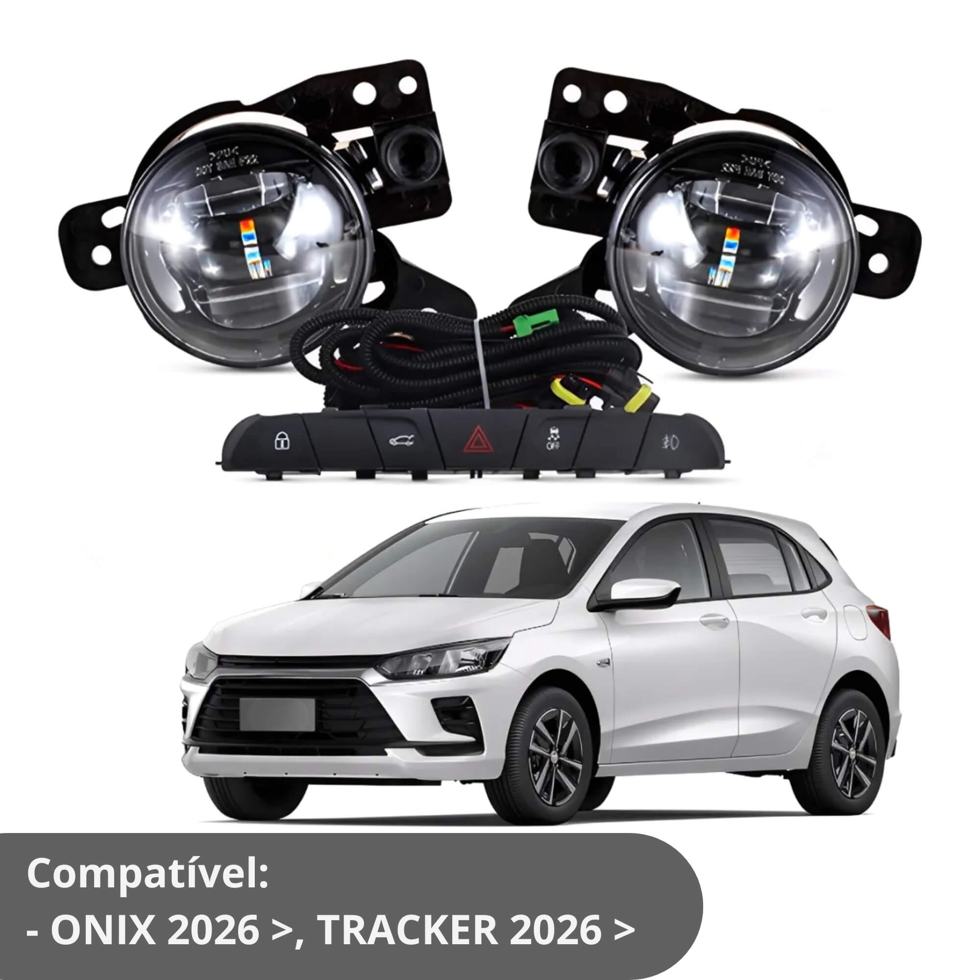 Kit Farol de Milha Novo Onix/Tracker A partir de 2026 Botão Mod Original Shocklight - SL-043710LED