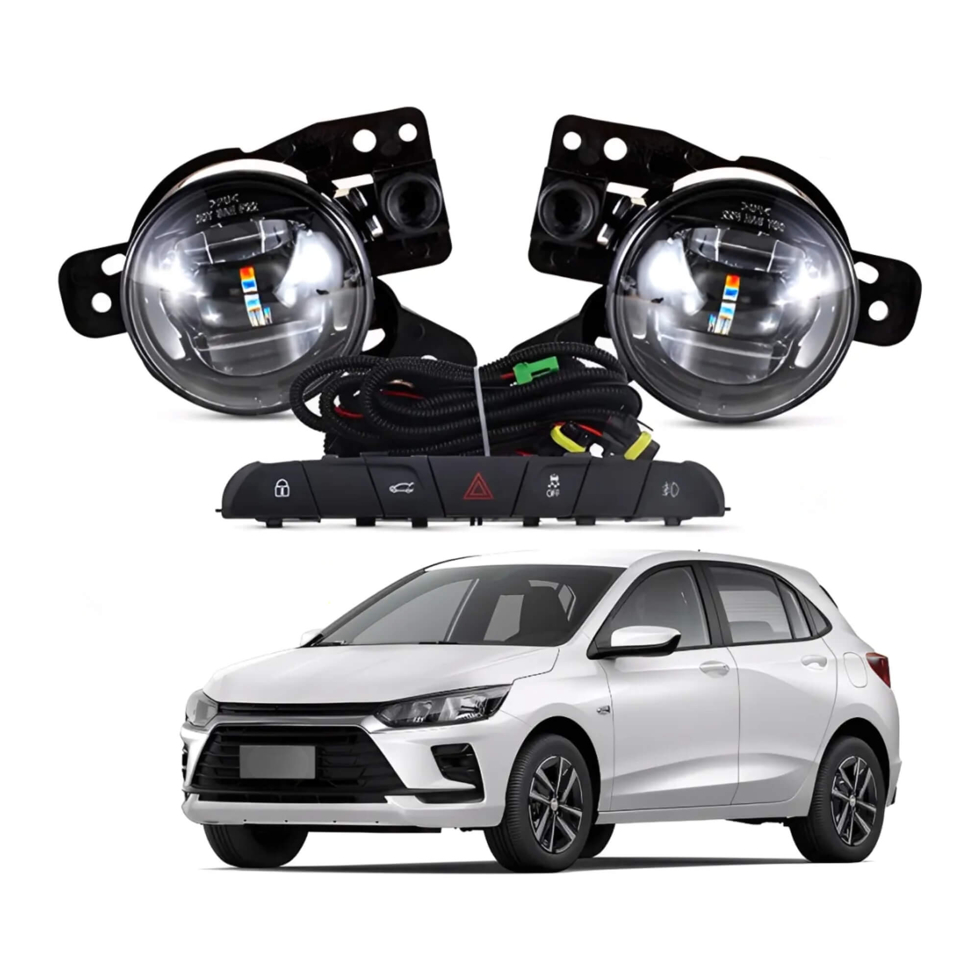 Kit Farol de Milha Novo Onix/Tracker A partir de 2026 Botão Mod Original Shocklight - SL-043710LED